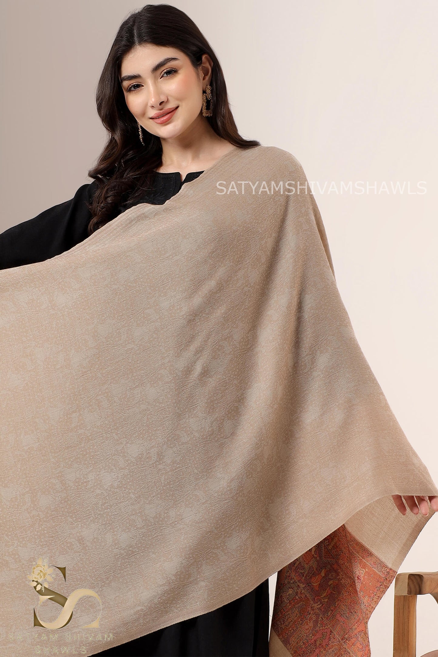 SHAAN-E-MAHAL KANI LUXURY PASHMINA PALLA STOLE,SKIN