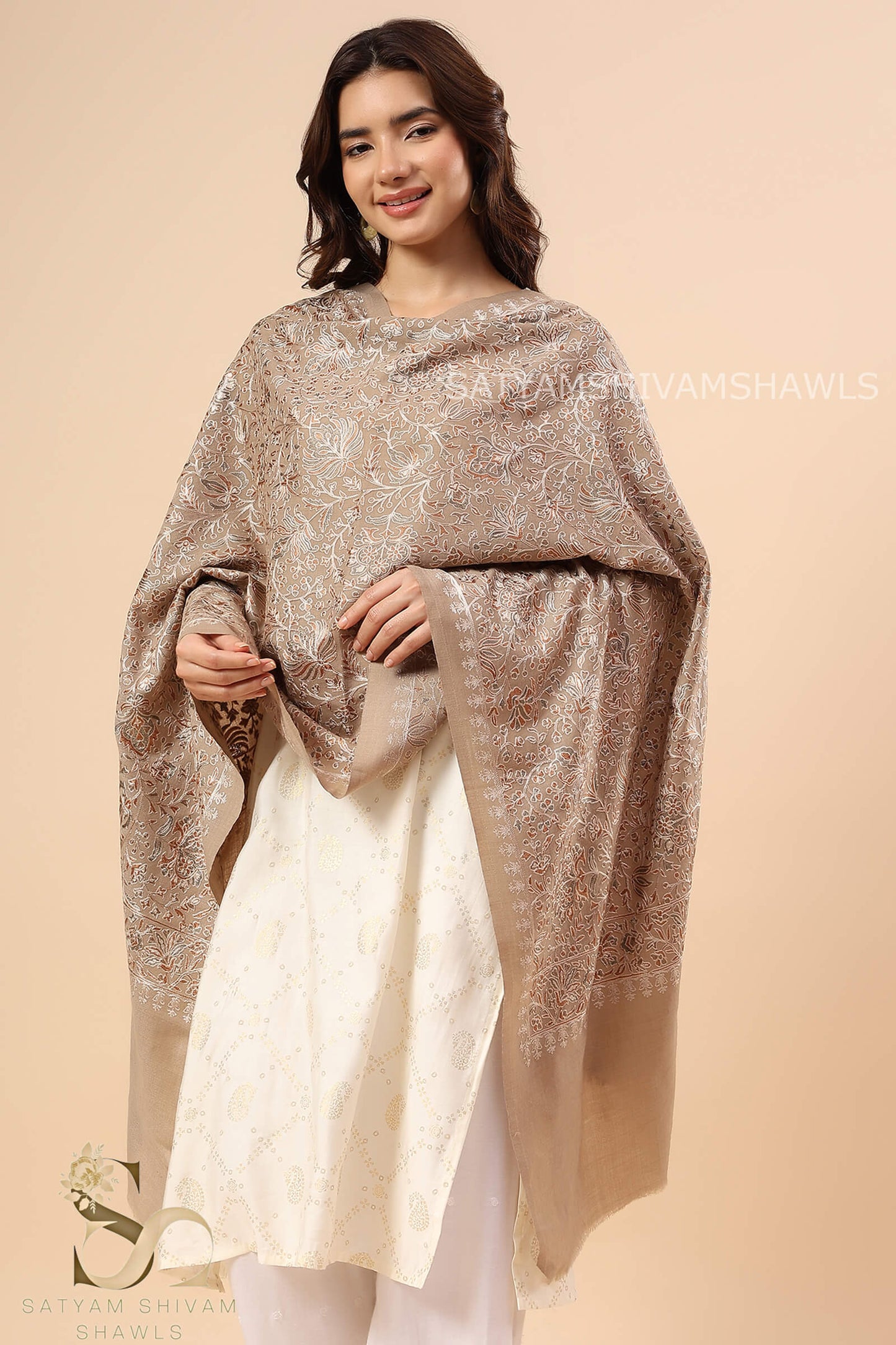 PASHMINA FINE WOOL NALKI EMBROIDERY WEAVE STOLE,WARM & SOFT,