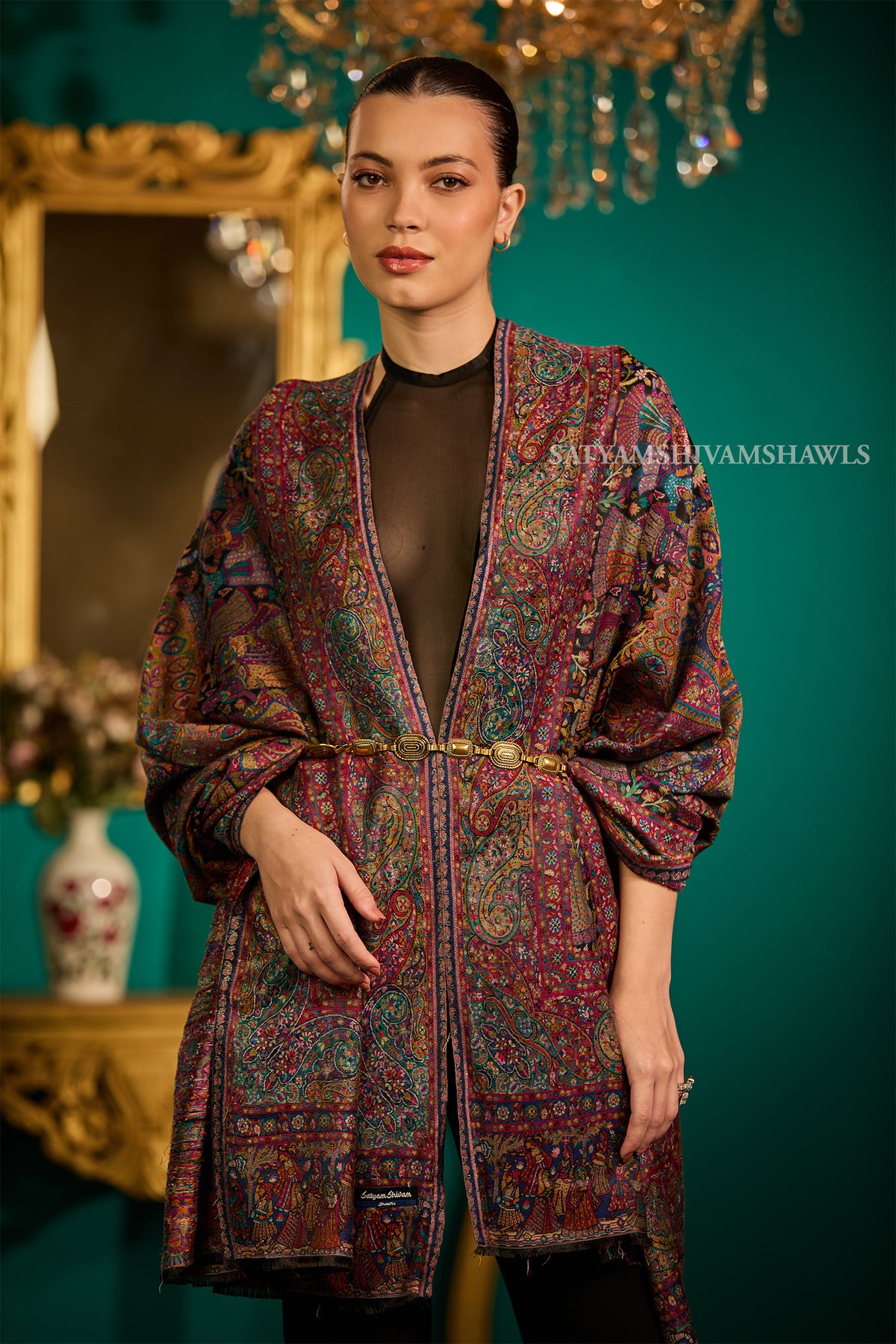 pure wool paisely multi kani design women shawl