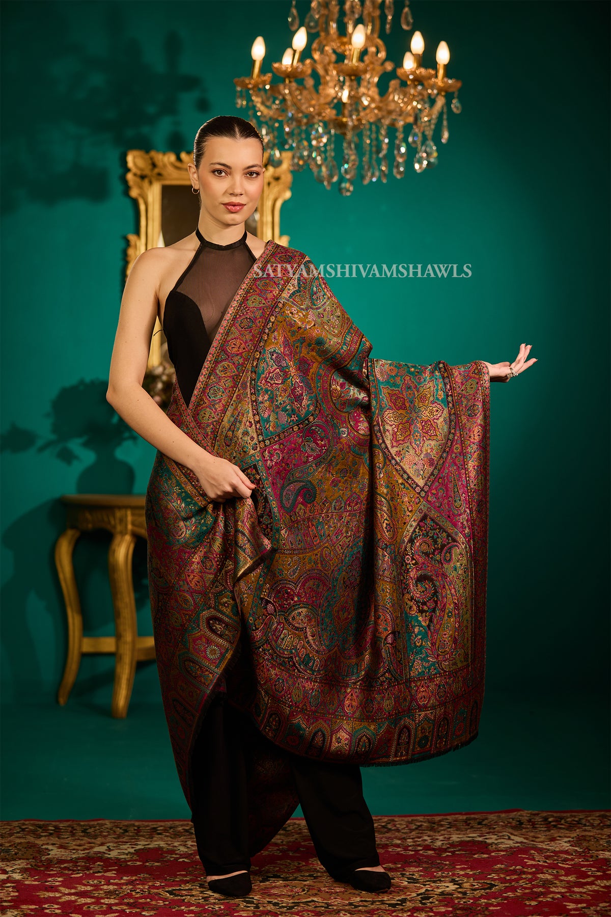 MOONLIGHT REVERSIBLE FINE WOOL PASHMINA WOMEN SHAWL,