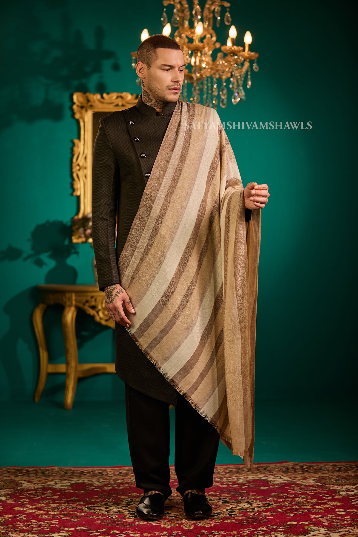 Royal Striped Paisley Men’s Shawl