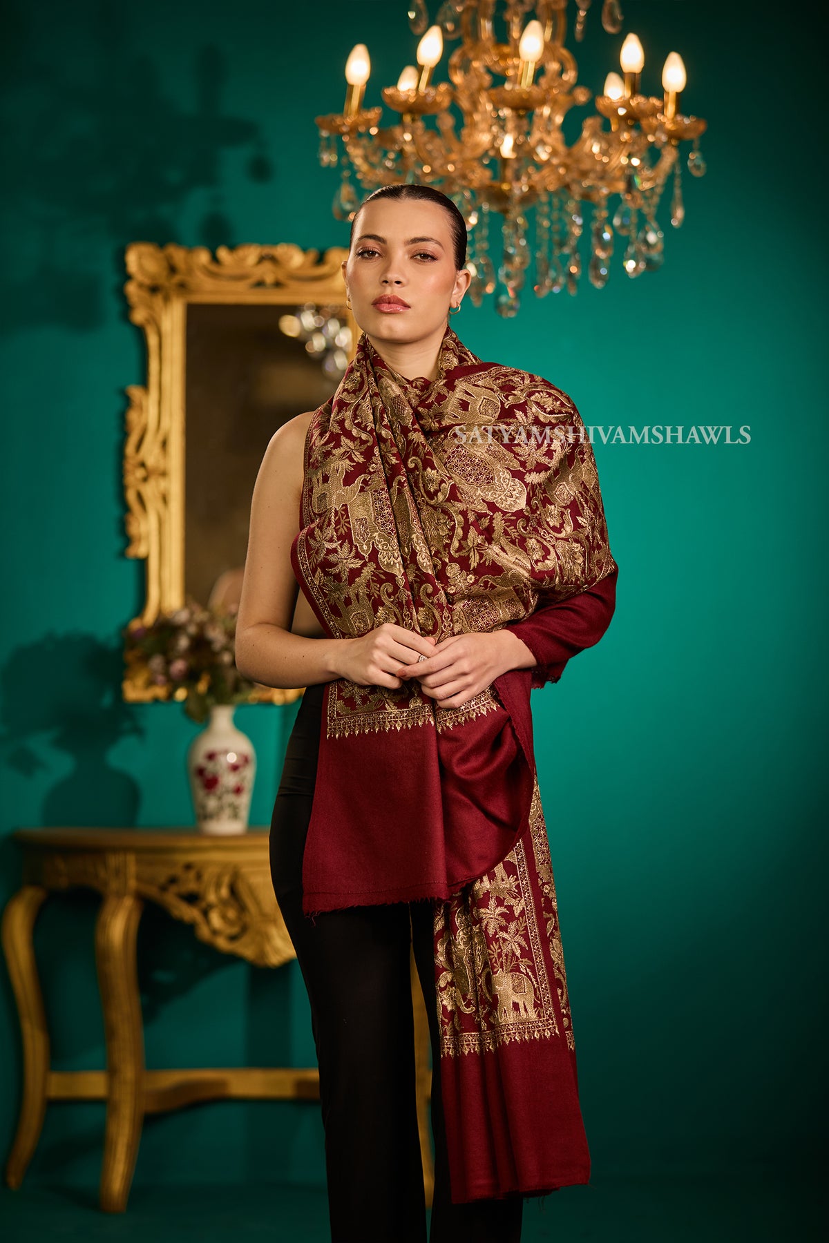 SHIKAAR-E-KASHMIR" TILLA EMBRODIERY FINE PASHMINA WOOL, WARM AND SOFT,