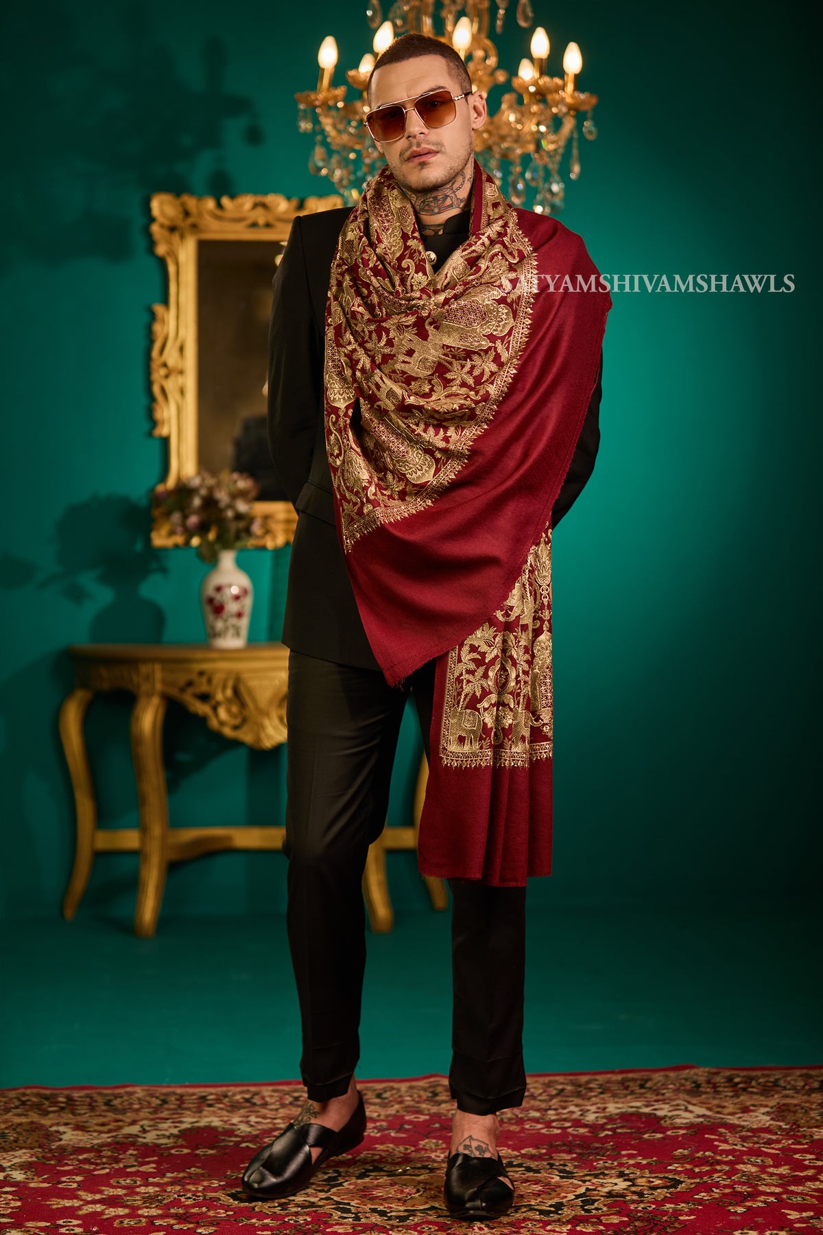 SHIKAAR-E-KASHMIR" TILLA EMBRODIERY FINE PASHMINA WOOL, WARM AND SOFT,
