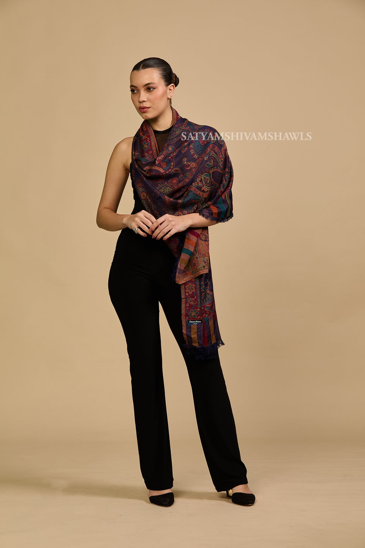 PAISLEY KALAMKARI WOMENS FINE SOFT SILK WOOL JMAWAR STOLE