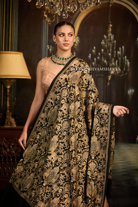 SHIKAAR-E-KASHMIR" TILLA EMBRODIERY FINE PASHMINA WOOL, WARM AND SOFT,