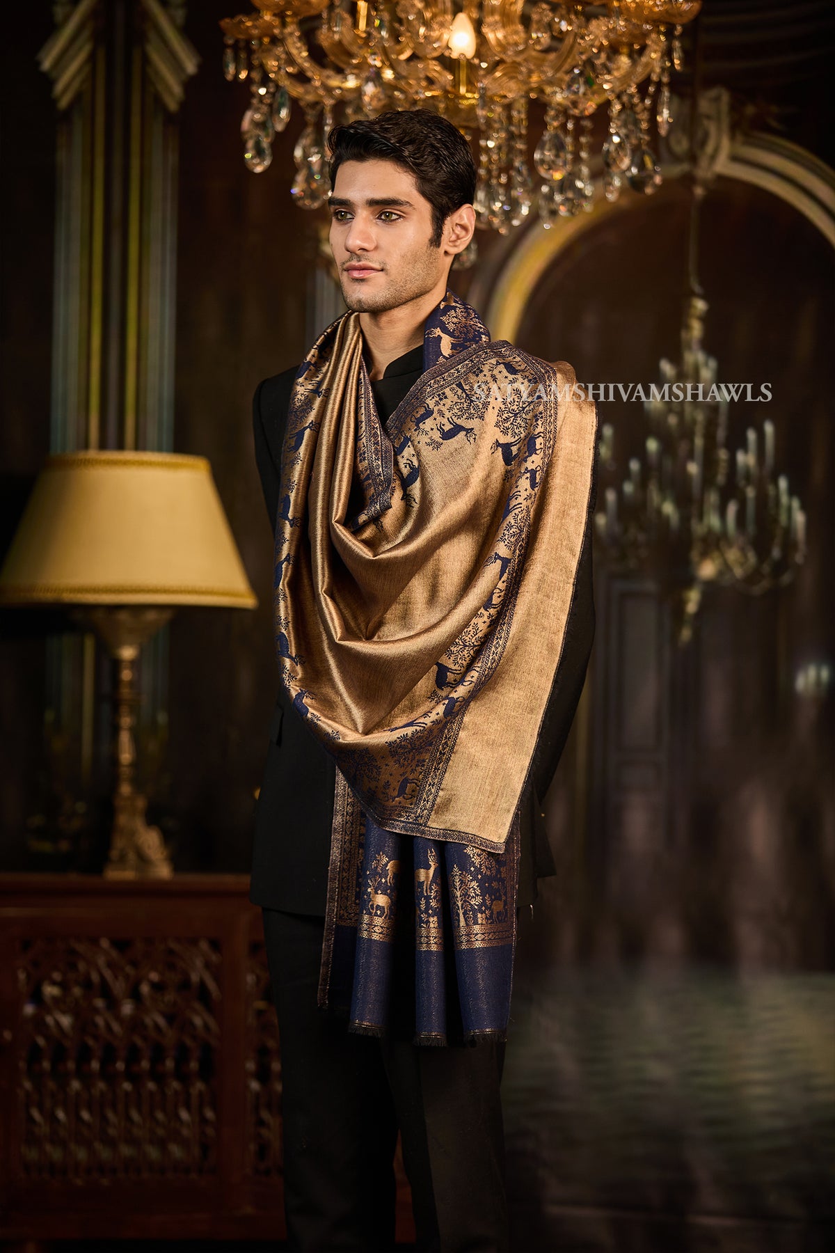 Moonlight Royal Blue Heritage border Stole