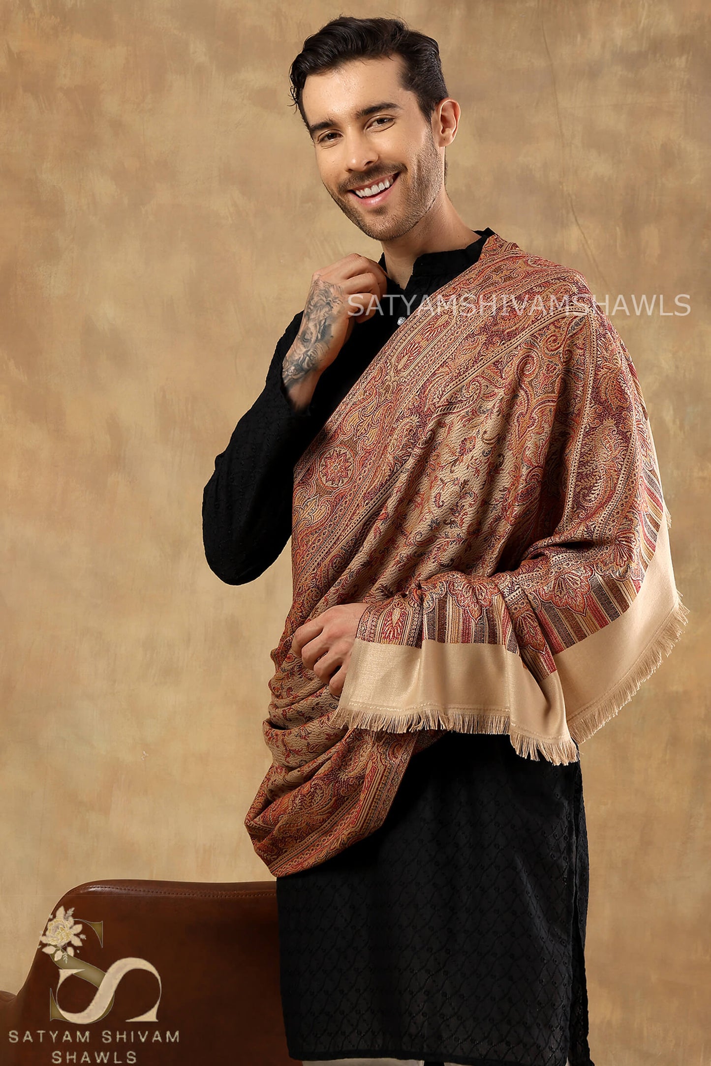 His and Her Gift Set of Jamawar and kaani Shawls With premium box packaging