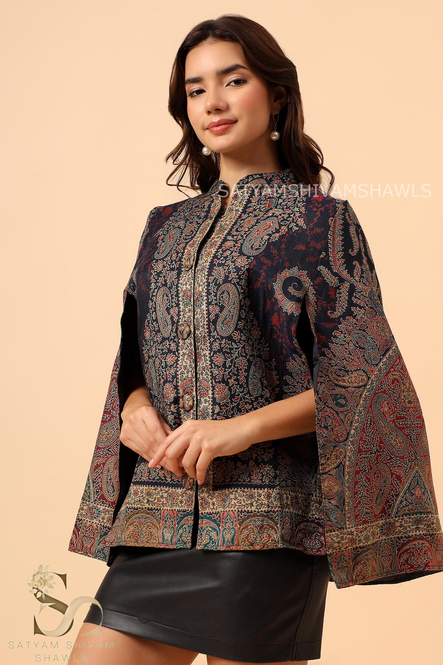ARABIC IRANI KALAMKANI CAPE ,MIDNIGHT BLUE