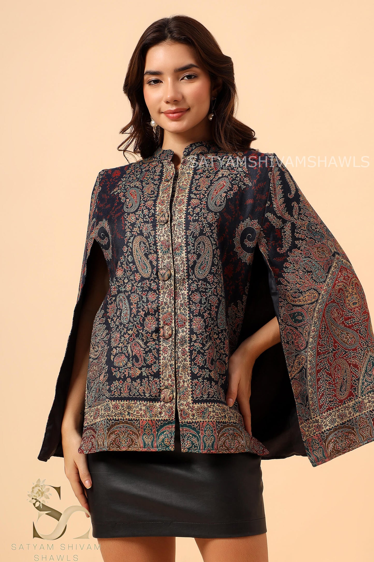 ARABIC IRANI KALAMKANI CAPE ,MIDNIGHT BLUE