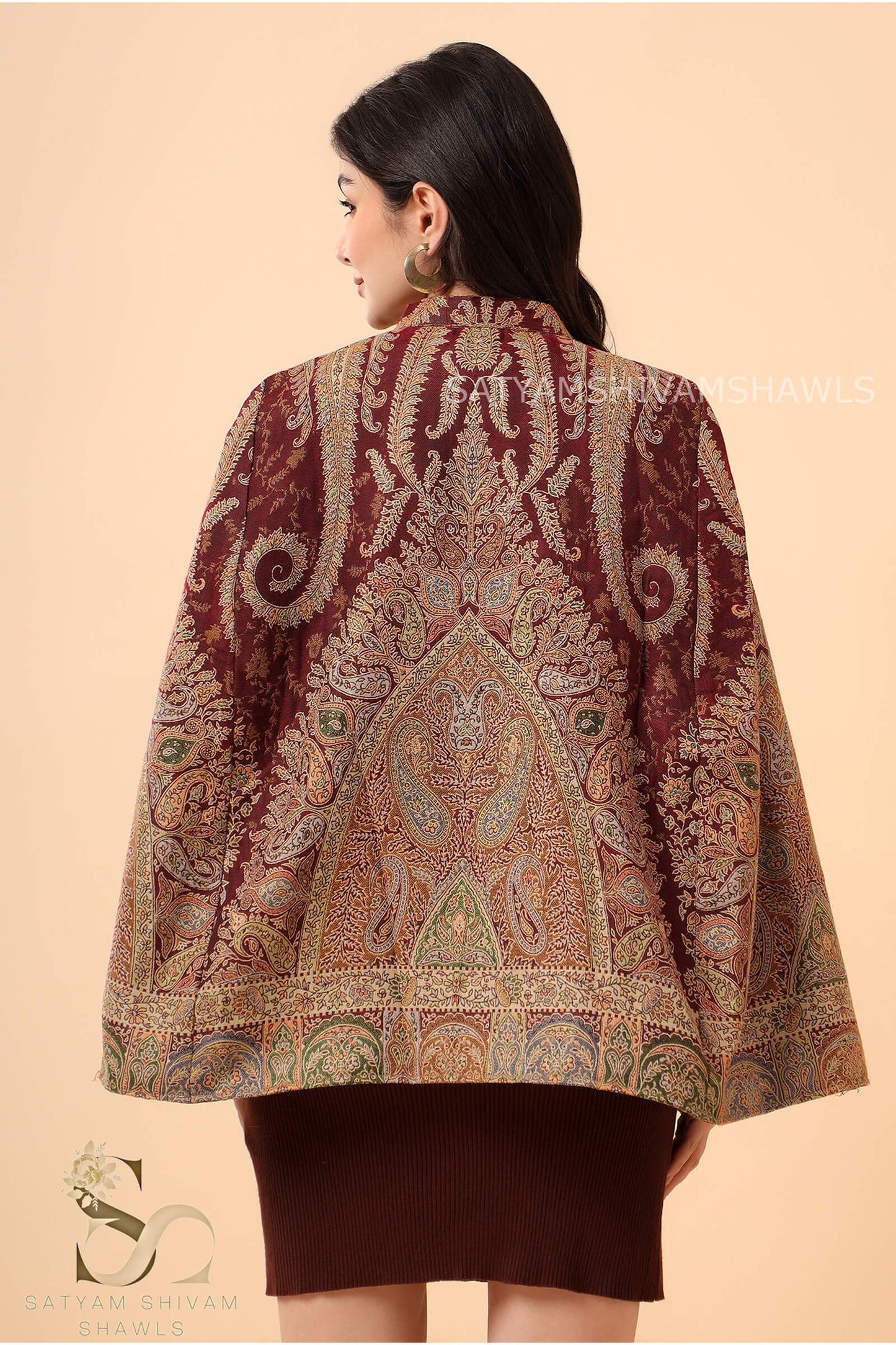 ARABIC IRANI KALAMKANI CAPE ,MIDNIGHT MEHROON