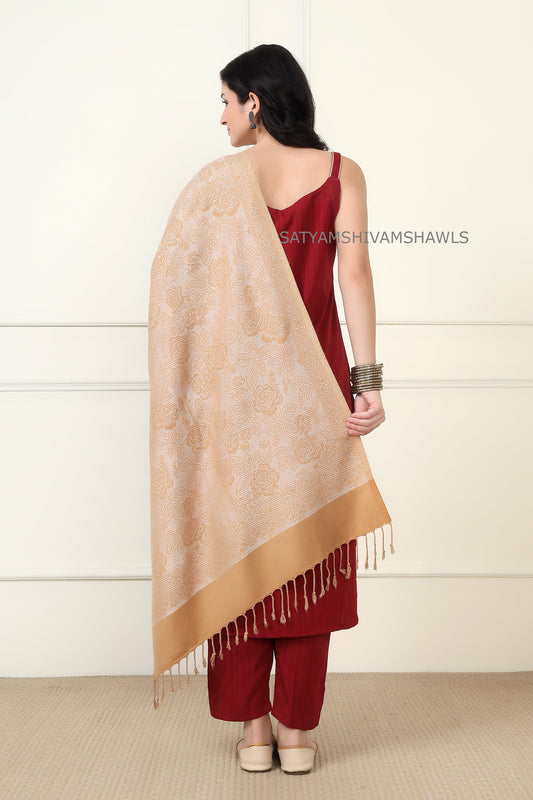 purewool zari wevaed stole light colour