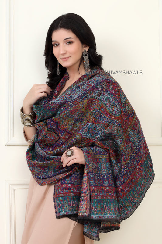 pure wool paisely multi kani design women shawl