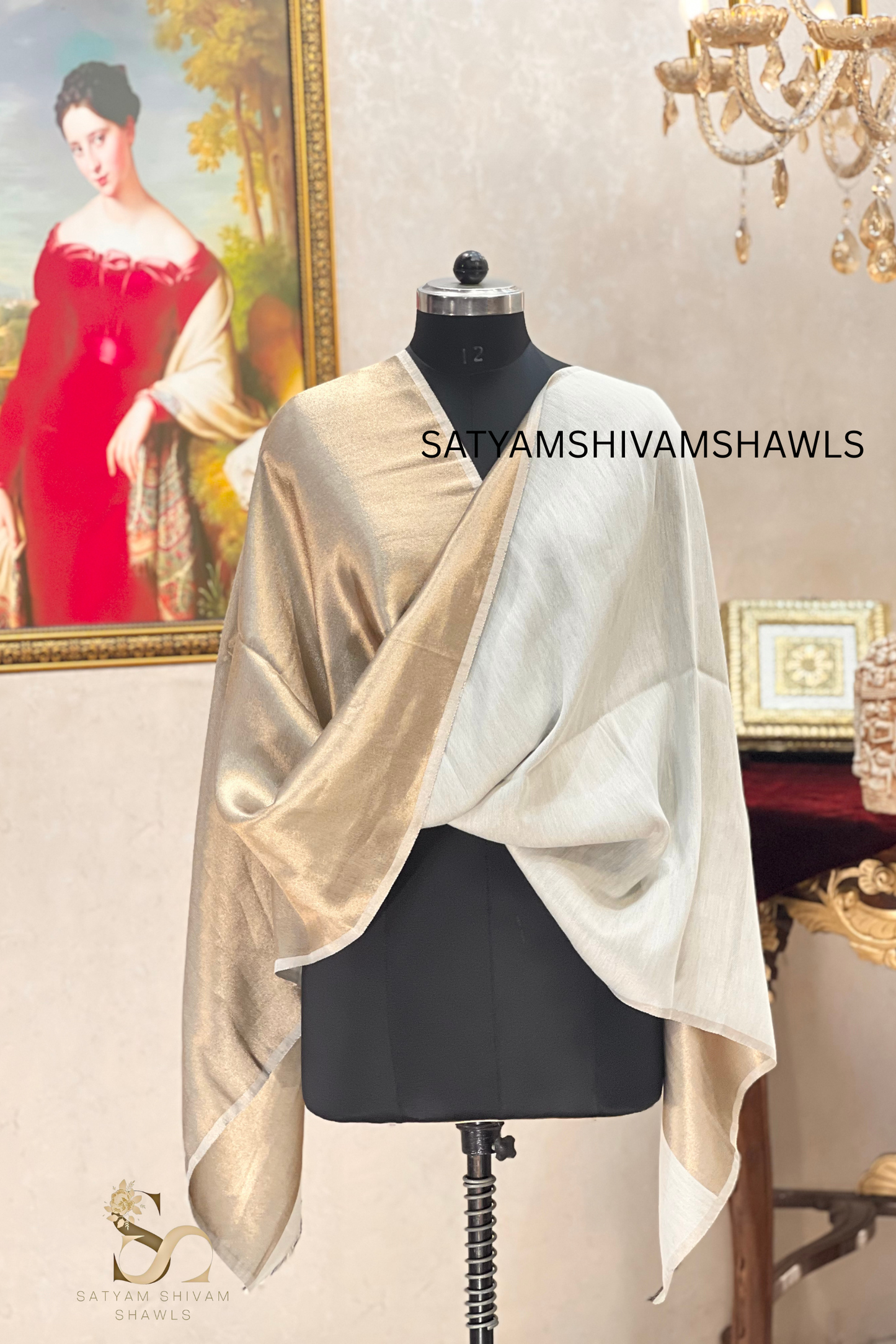 Noor-e-zari twilight reversible (STOLE) WHITE MOONLIGHT