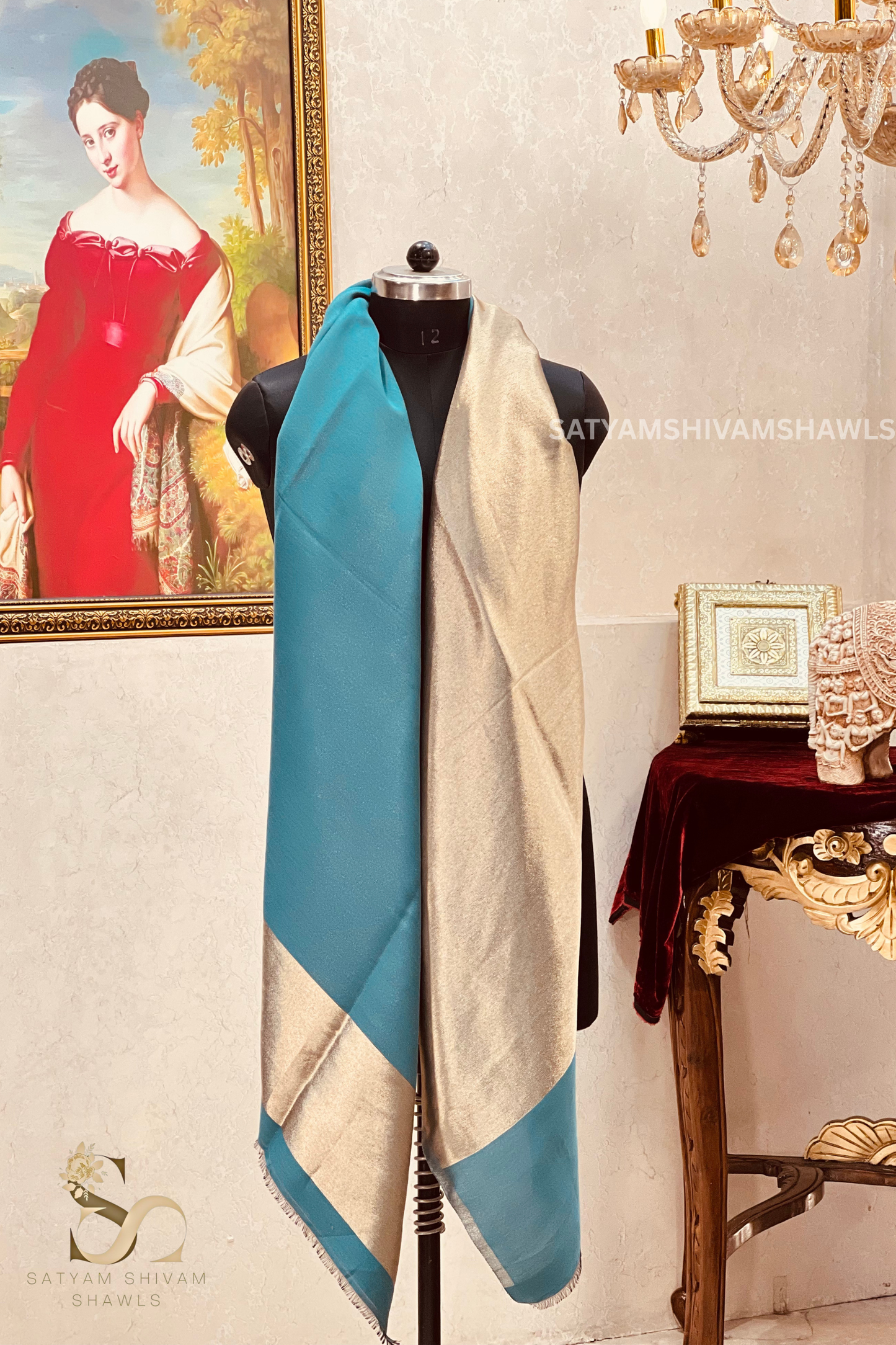 Noor-e-zari twilight reversible shawl,black