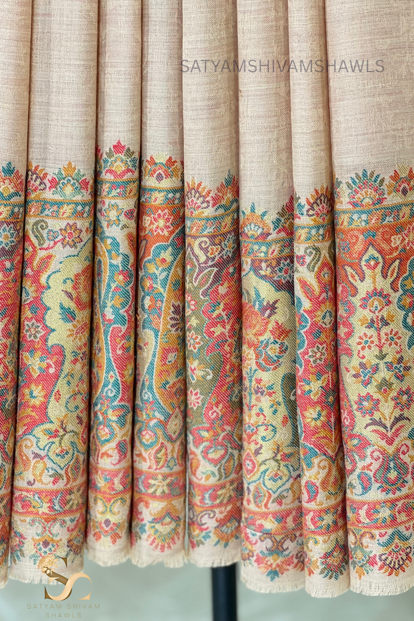 ZARI MOONLIGHT KANI WEAVE PURE WOOL PALLA SHAWL,WARM AND SOFT,SKIN