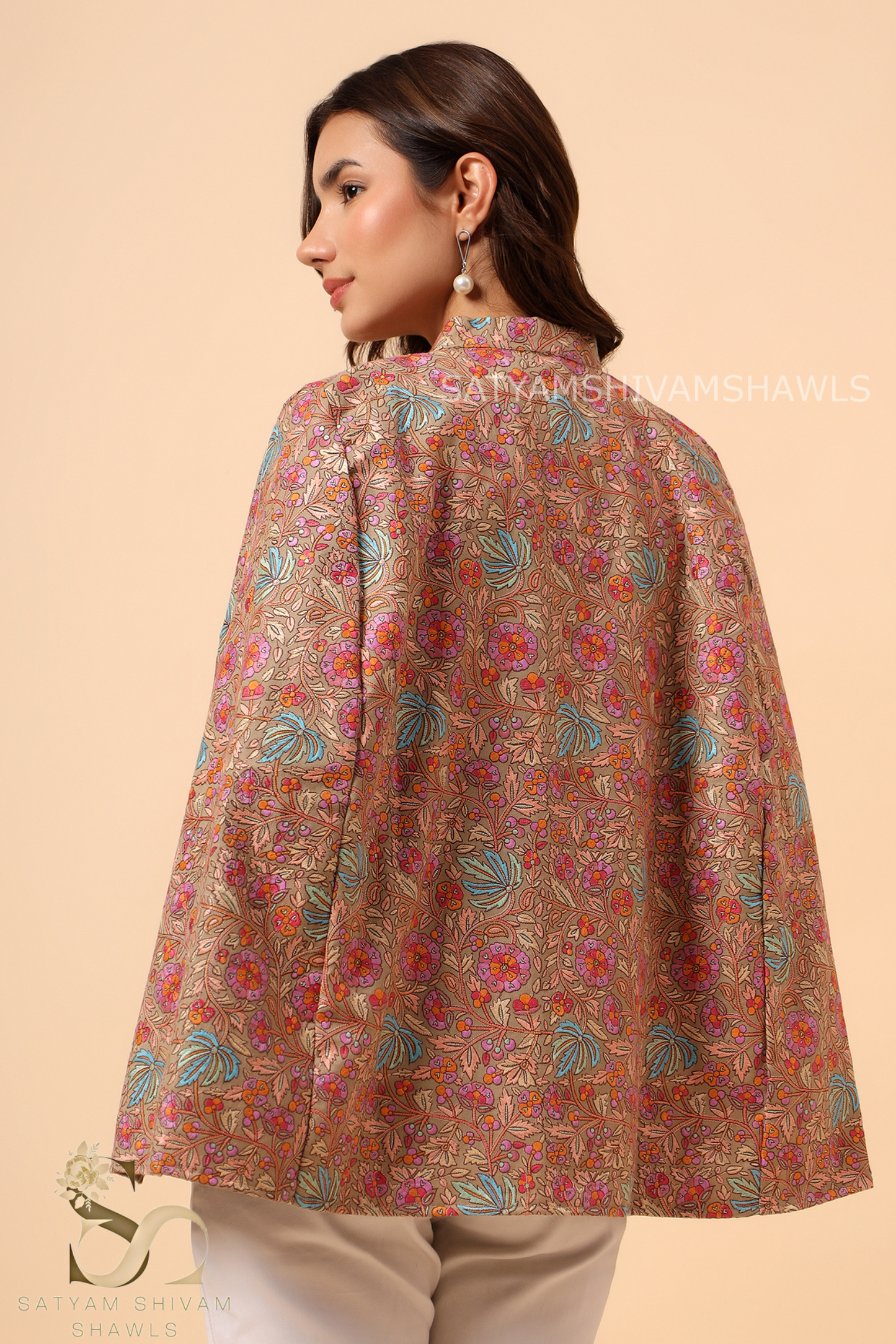 PAPER MACHE KASHMIRI CHINAR CAPE HANDCRAFTED ,BEIGE