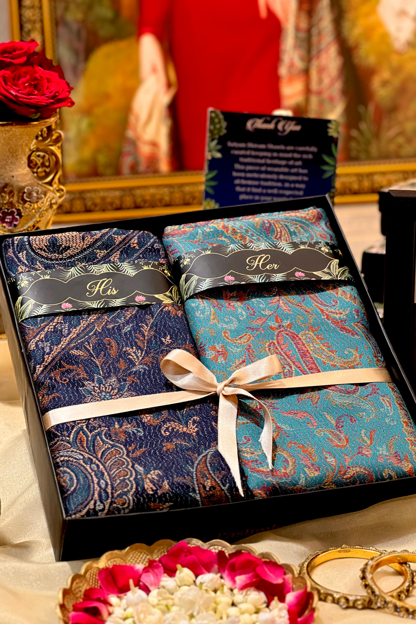 His And Her Set Of 100% pure wool shawls With Premium Gift Box Packaging