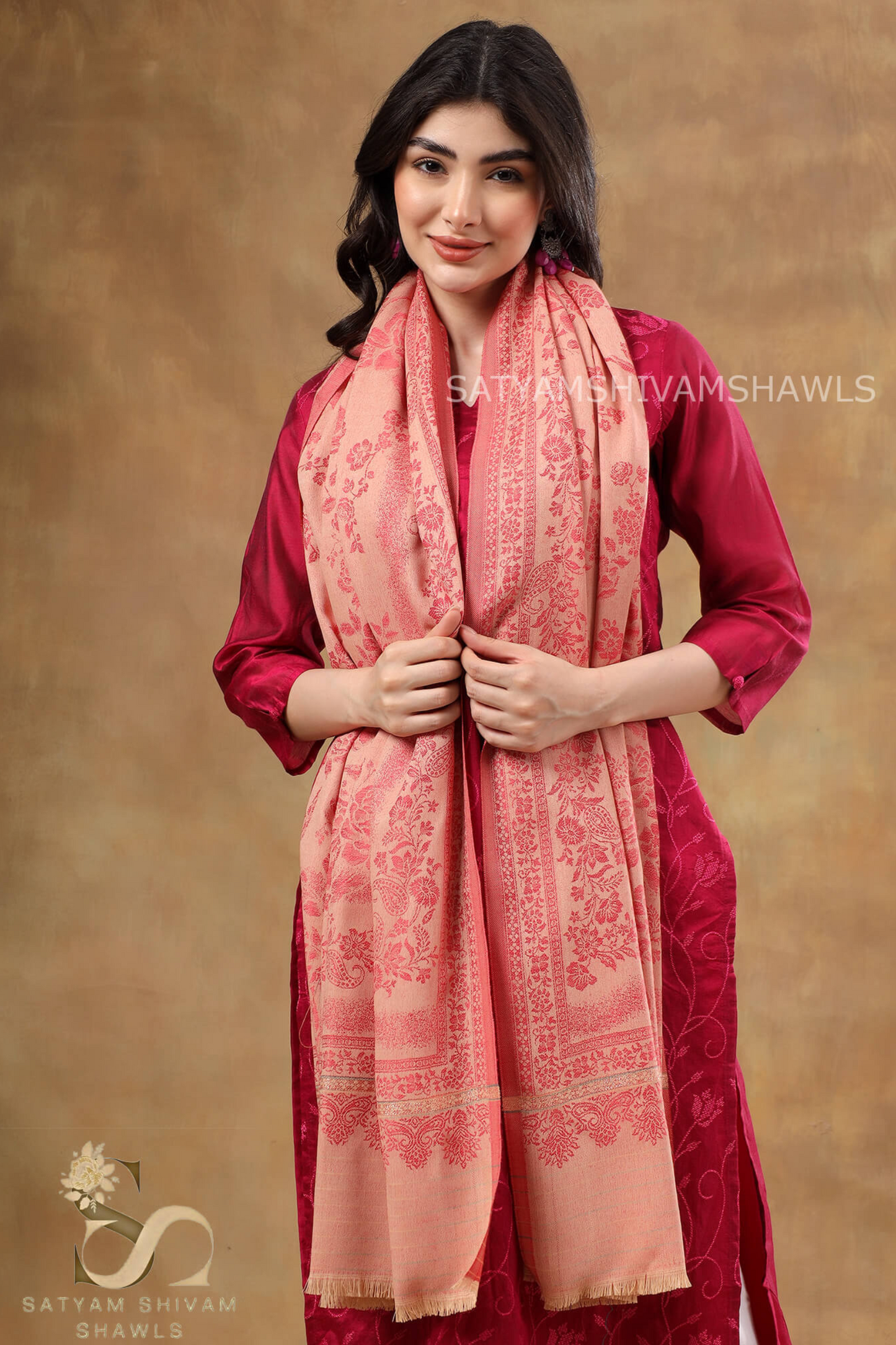 PURE WOOL ALL OVER REVERSIBLE SELF DESIGN SHAWL, SOFT, AND WARM