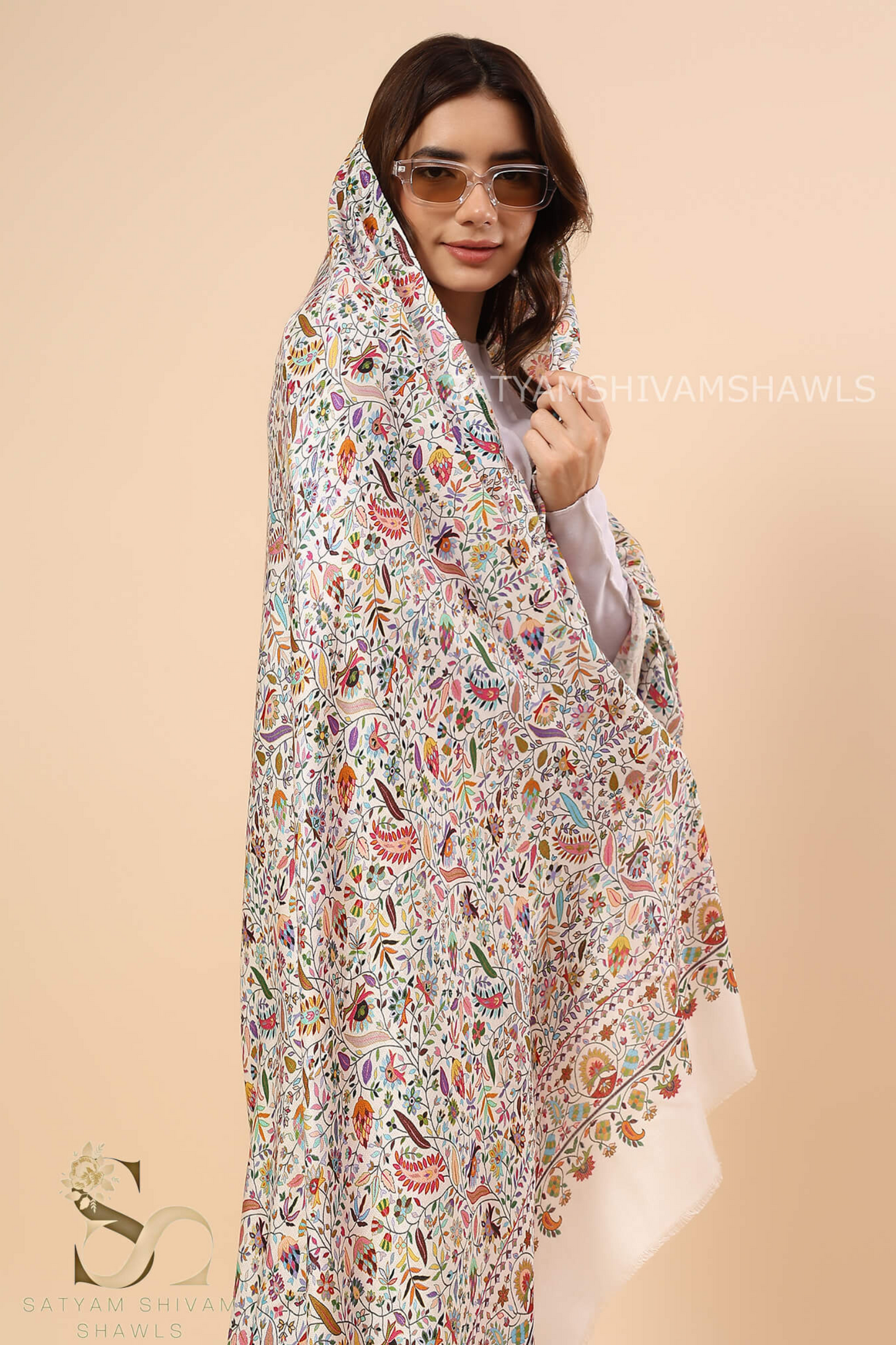 KALAMKARI KANI LEAF PRINT DESIGN SHAWL SILK WOOL,SOFT AND LIGHT WEIGHT