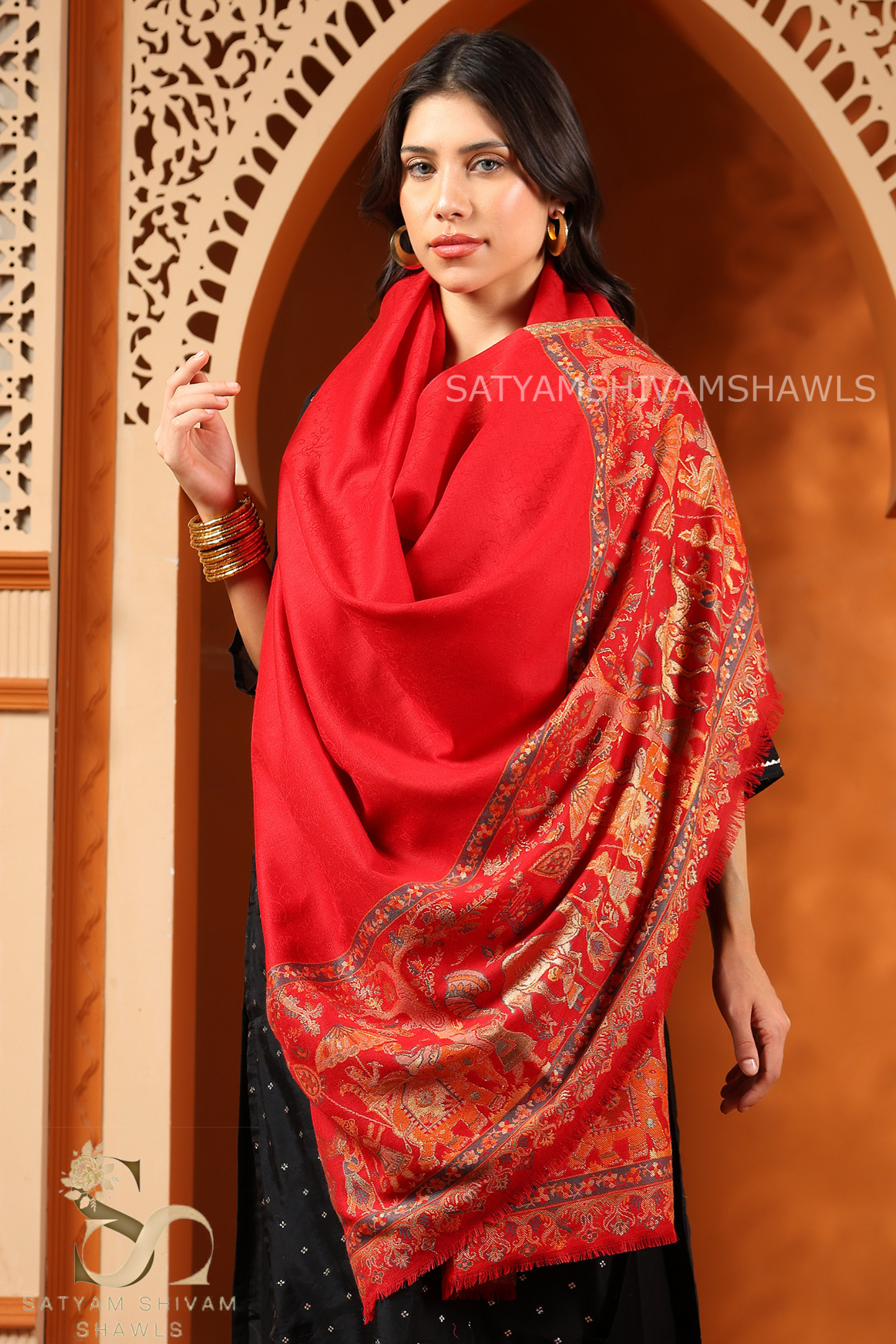 HIS AND HER SET OF MENS FINE WOOL CHECK STRIPS STOLE AND WOMEN DHOLI PALL,
