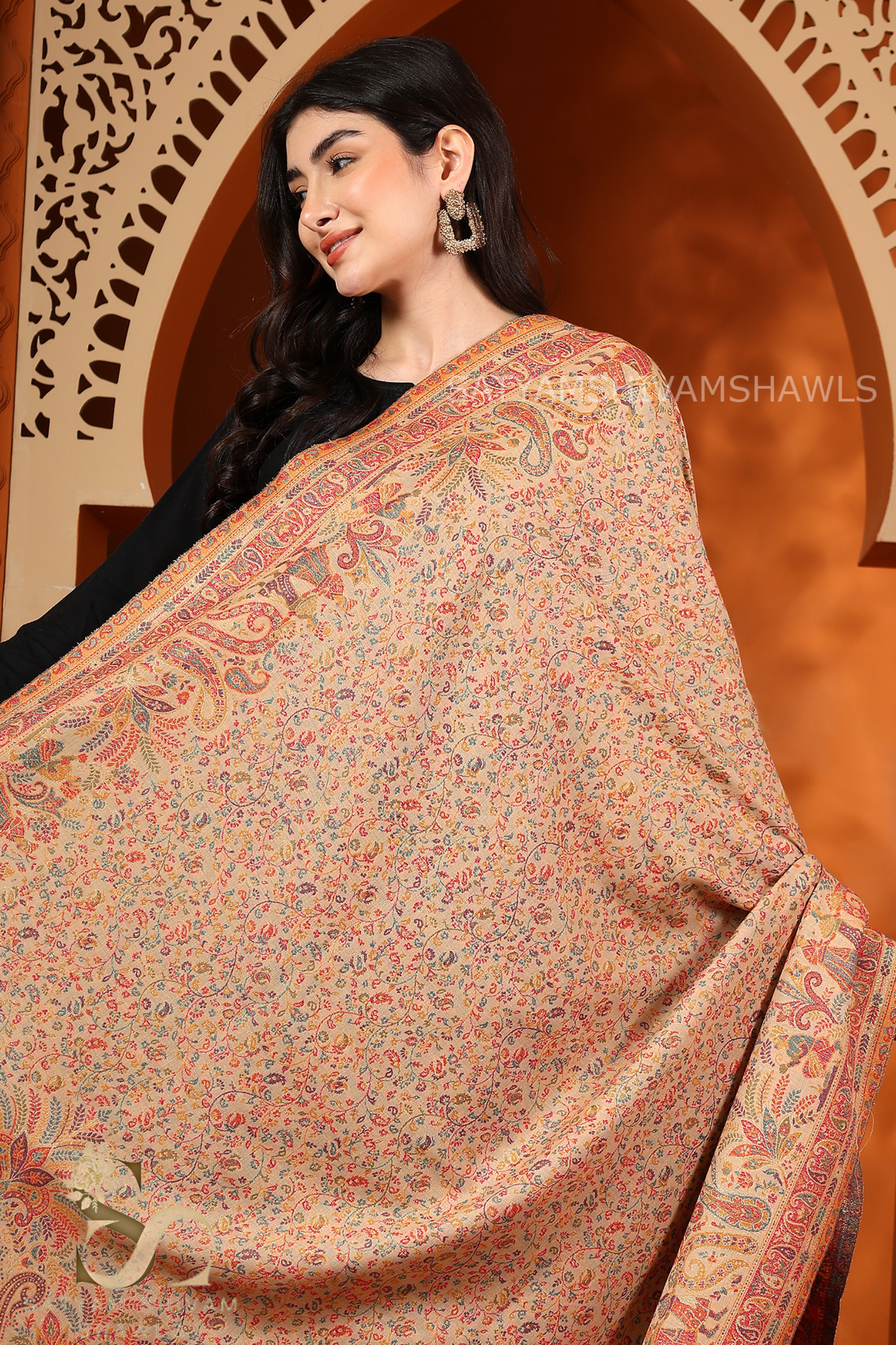 BAADSHAH DARABR ZARI KANI PASHMINA BLEND WOOL WOMENS SHAWLS