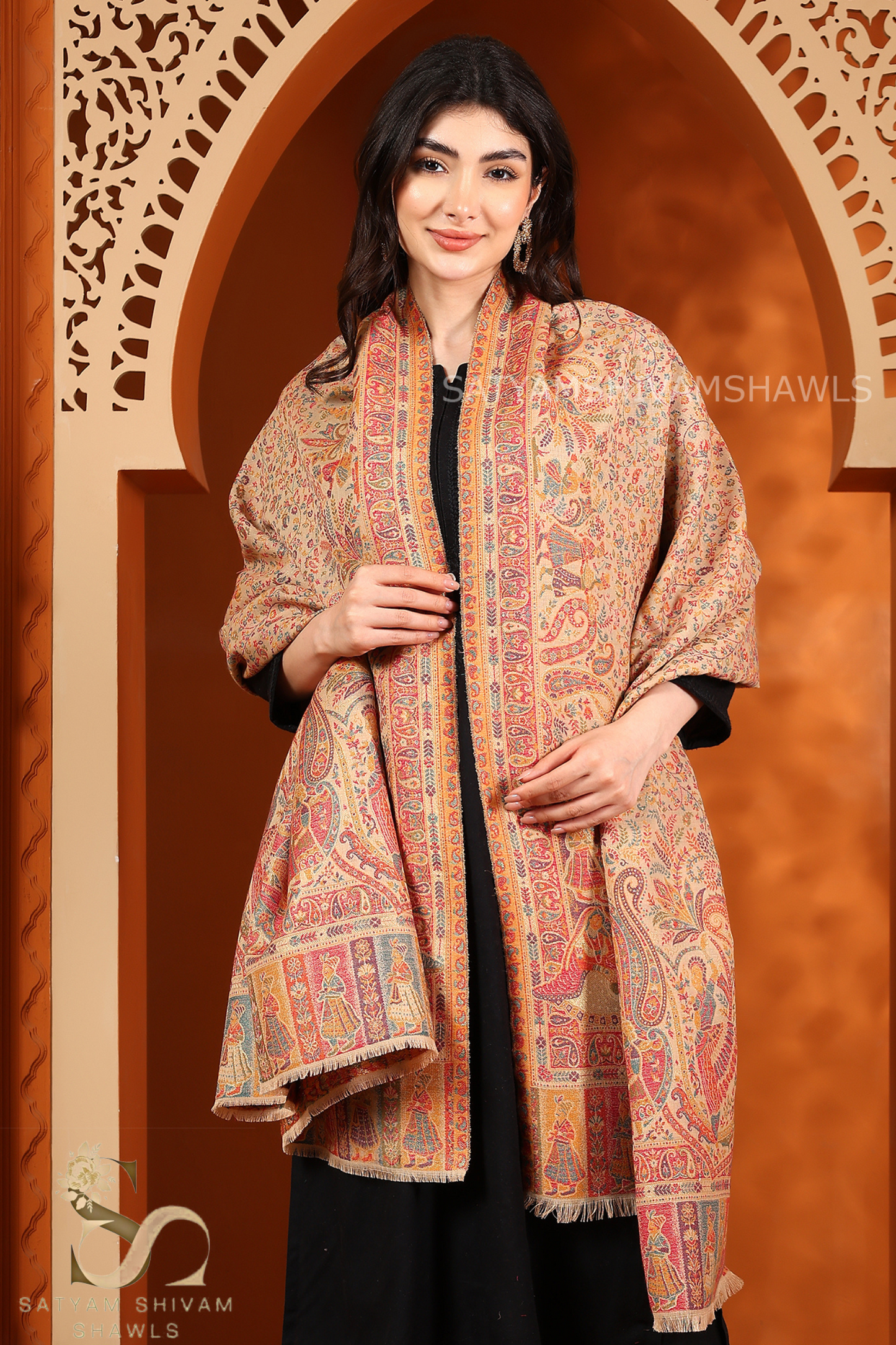 BAADSHAH DARABR ZARI KANI PASHMINA BLEND WOOL WOMENS SHAWLS