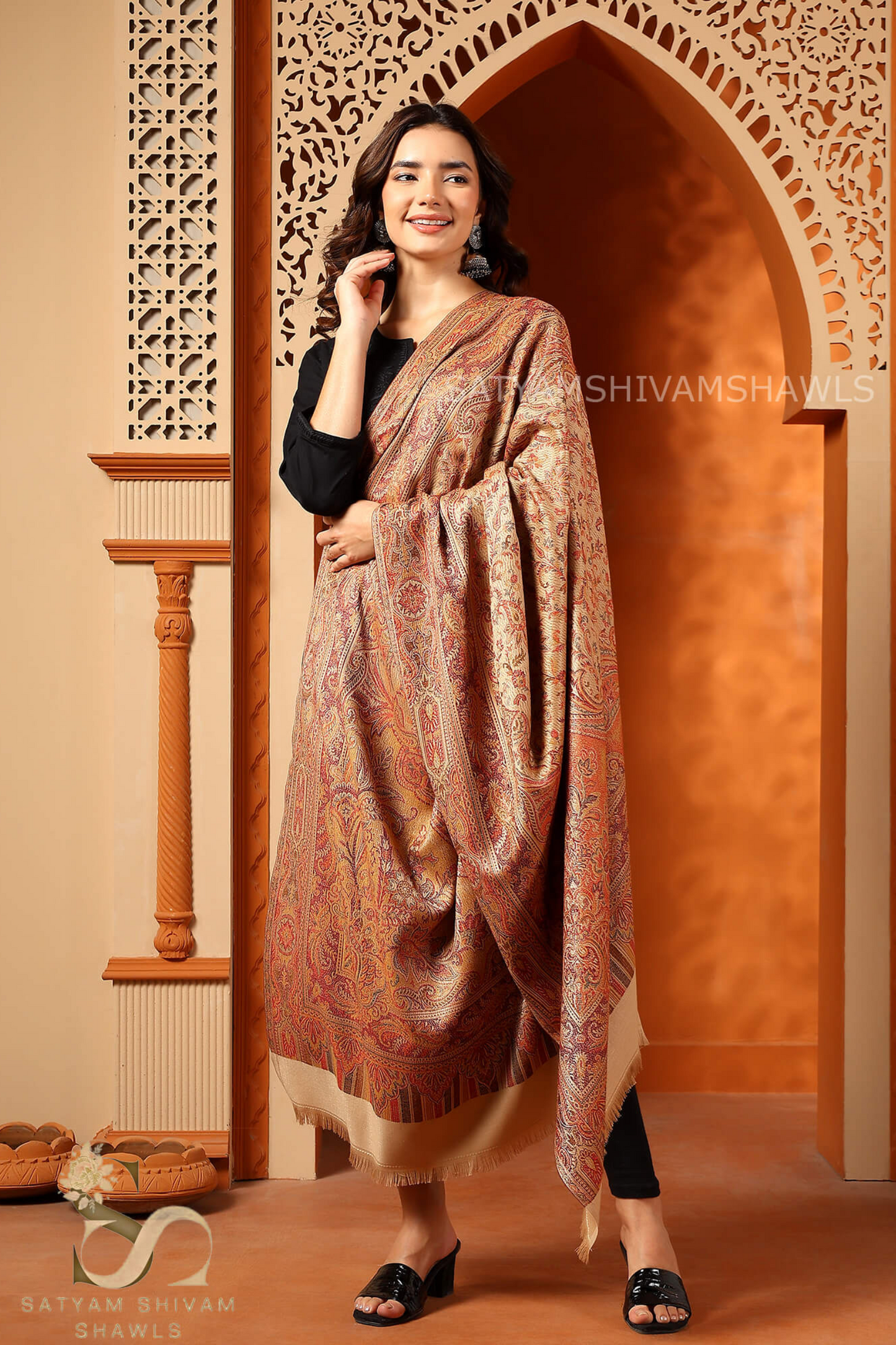 PURE WOOL ETHNIC KANI WEAVED SHAWL,WARM AND SOFT,
