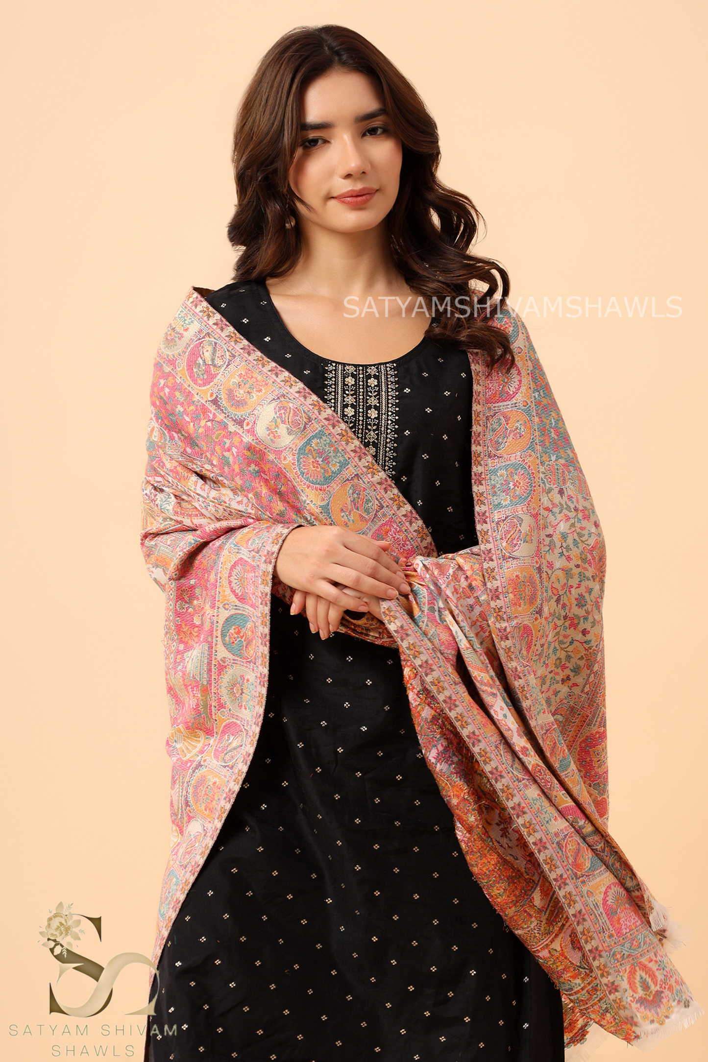 "SHAAN -E-DARBAR" THEME KANI PASHMINA BLEND WOOL SHAWLS ,LIGHT WEIGHT AND WARM