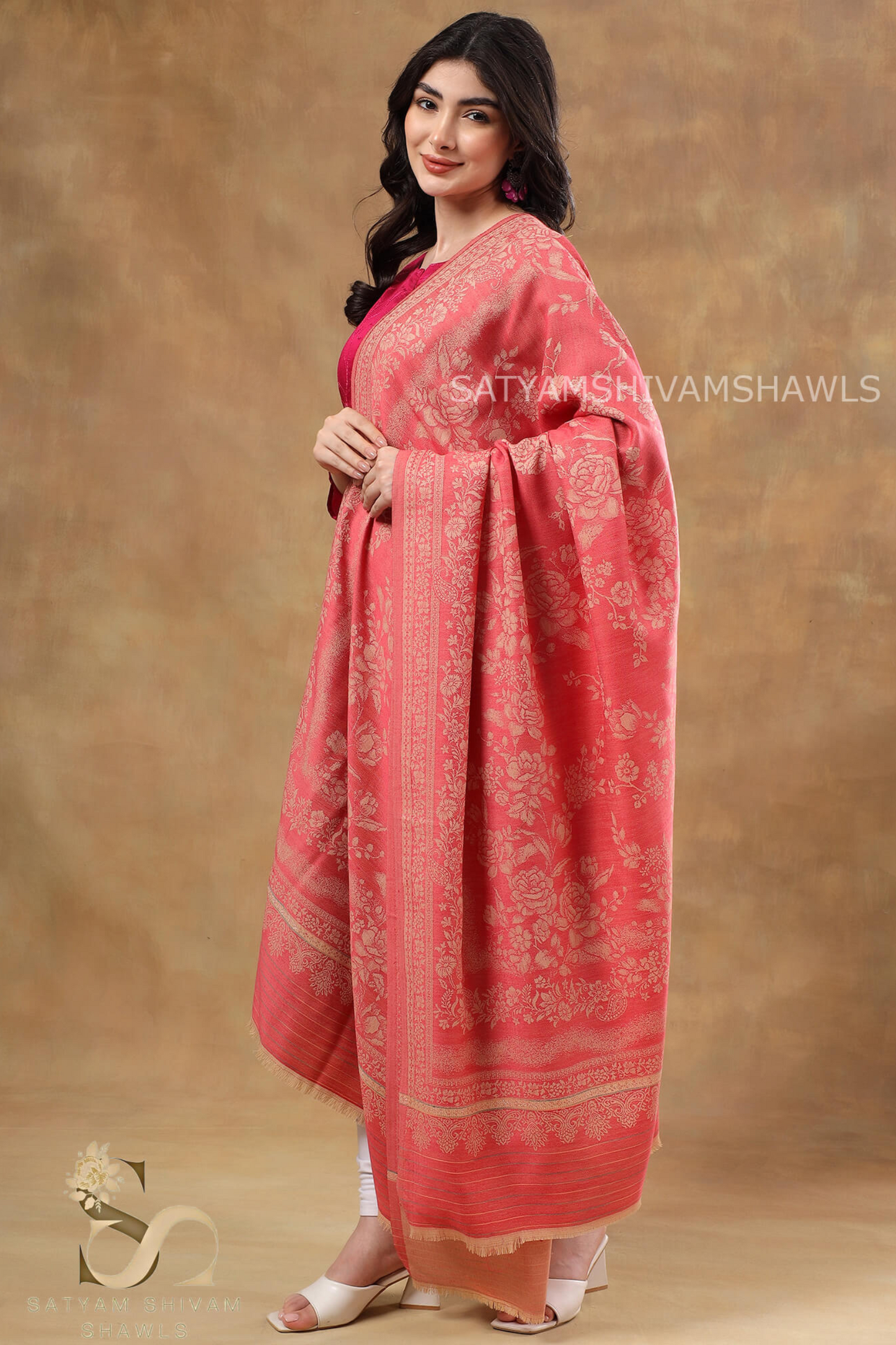 PURE WOOL ALL OVER REVERSIBLE SELF DESIGN SHAWL, SOFT, AND WARM