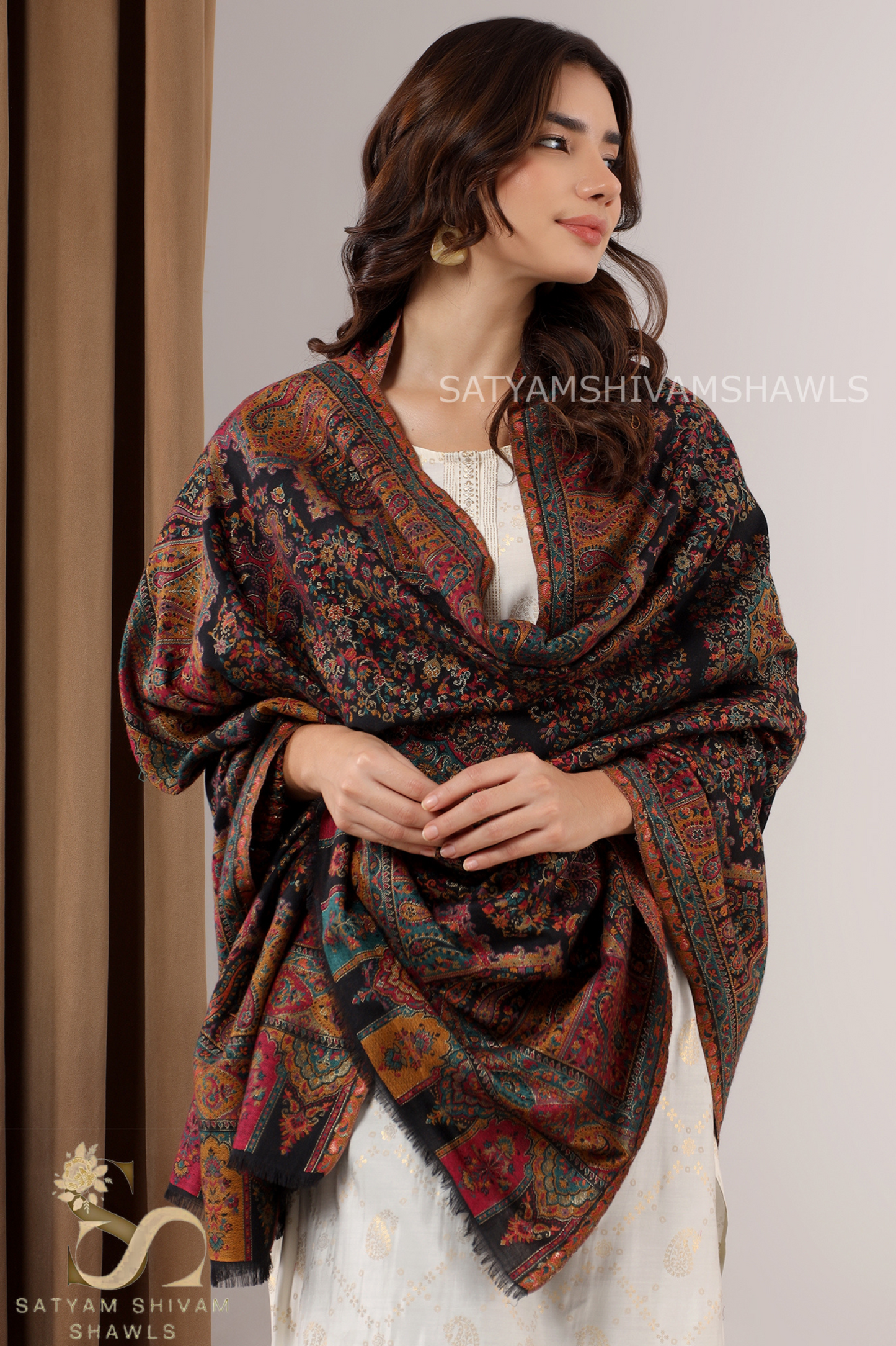 "THE MANDALA MUSE"SIGNATURE PASHMINA WOOL KANI WEAVED SHAWL