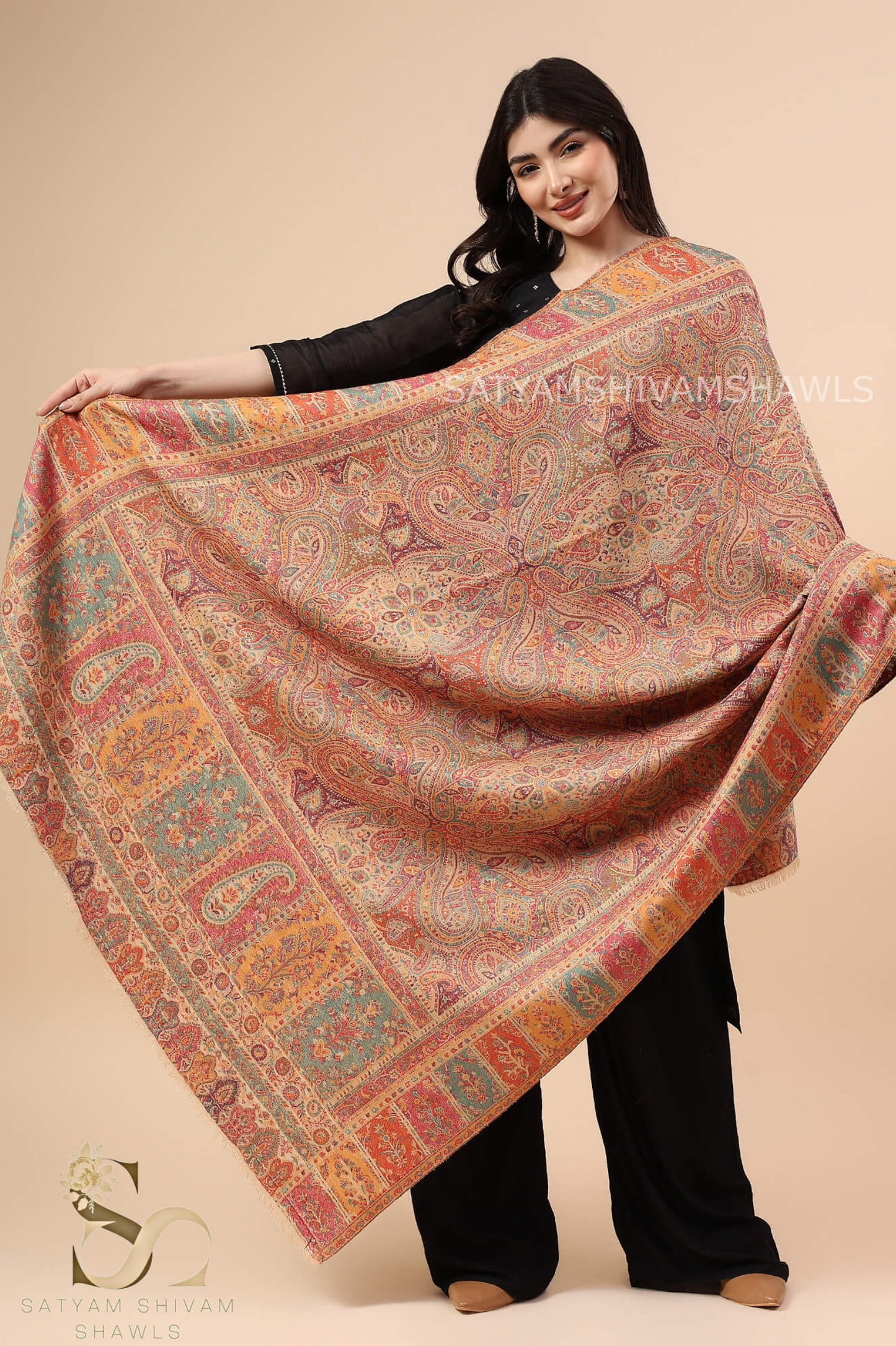 PASHMINA PURE WOOL AUTHENTIC MULTI KANI WEAVE DESIGN SHAWL,