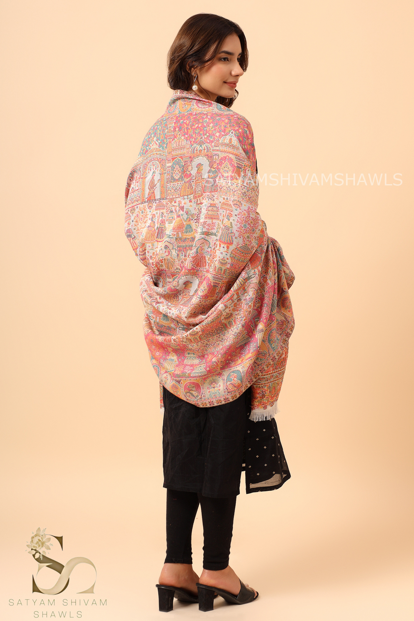 "SHAAN -E-DARBAR" THEME KANI PASHMINA BLEND WOOL SHAWLS ,LIGHT WEIGHT AND WARM