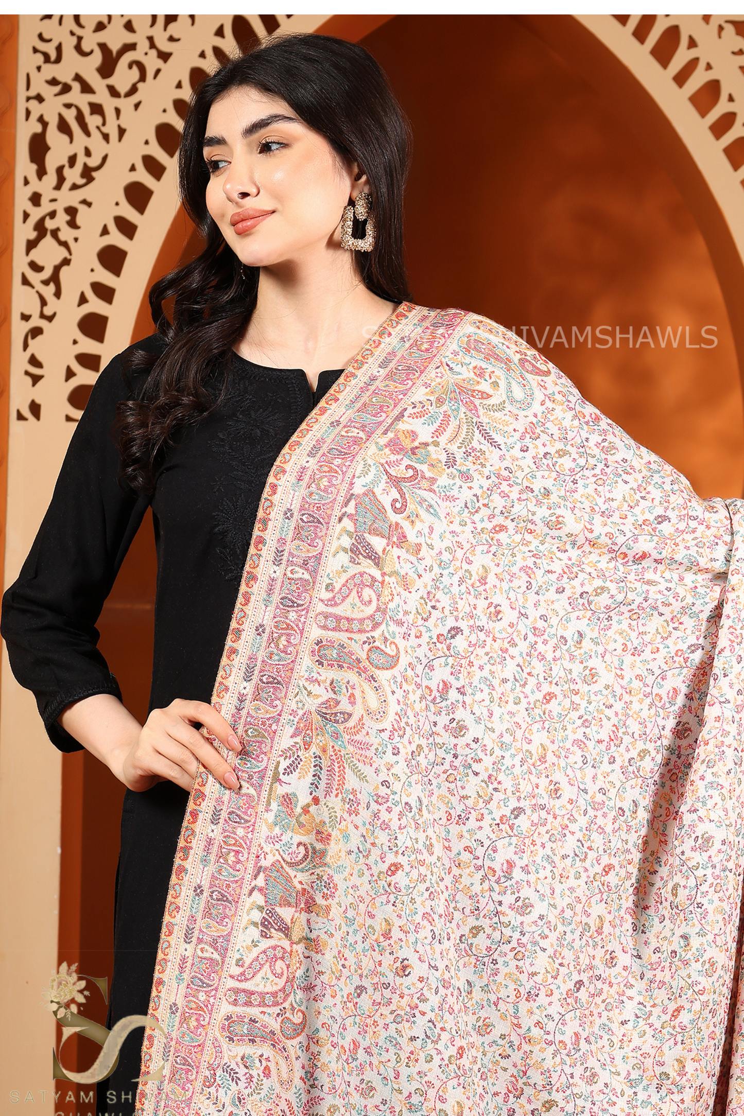 BAADSHAH DARABR ZARI KANI PASHMINA BLEND WOOL WOMENS SHAWLS