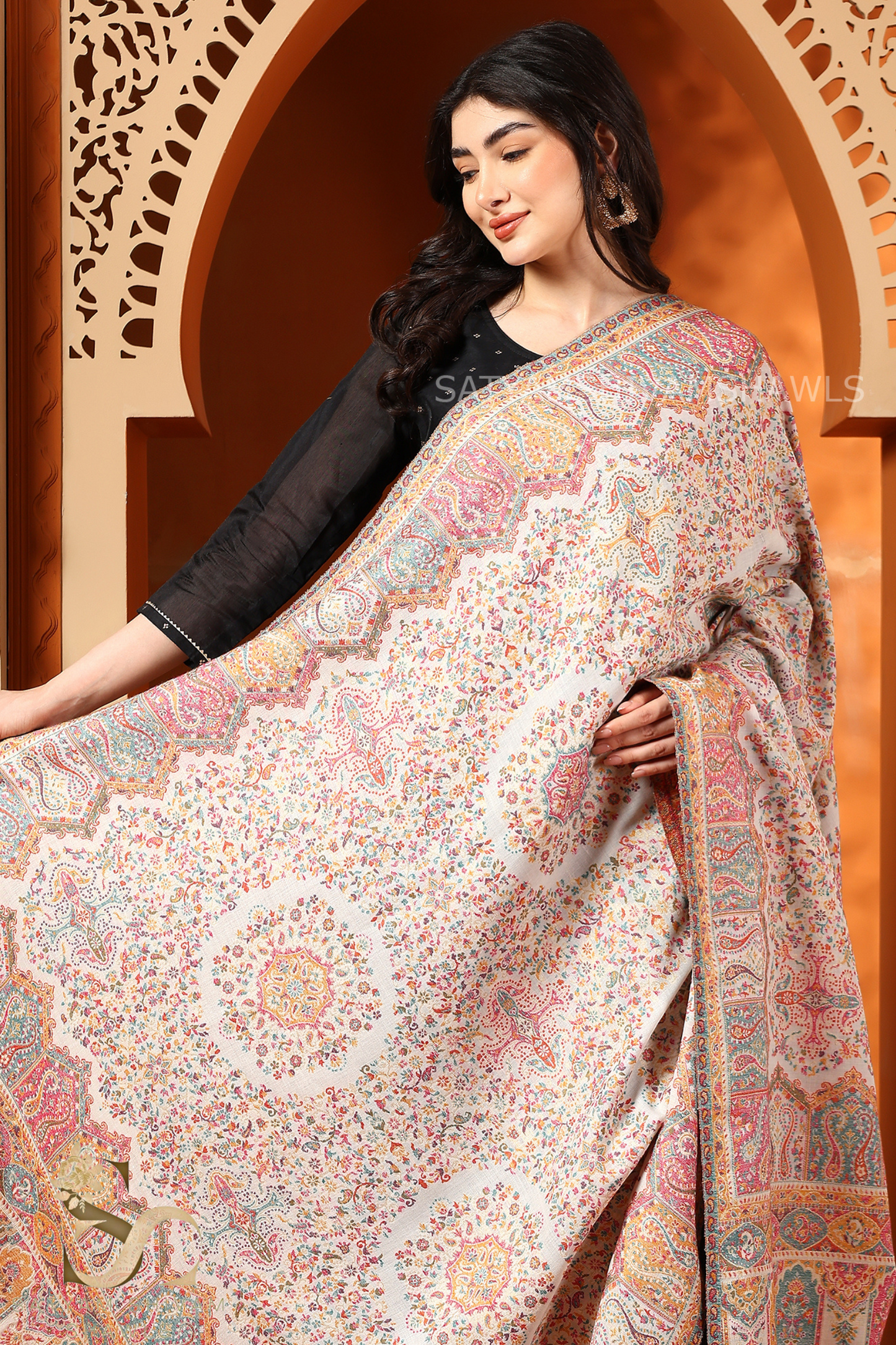 "THE MANDALA MUSE"SIGNATURE PASHMINA WOOL KANI WEAVED SHAWL