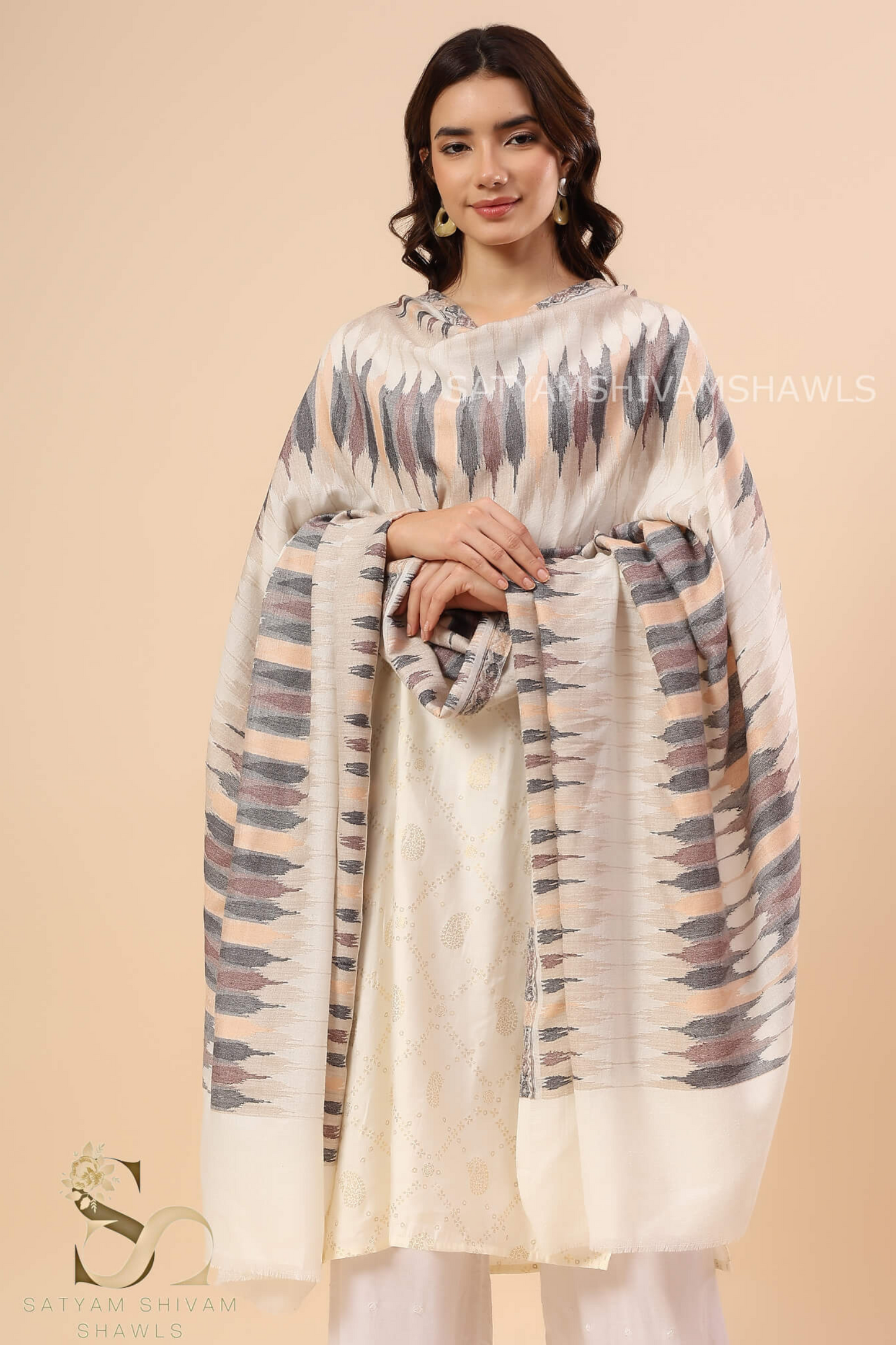 PASHMINA EKAT KANI DESIGN EXTRA FINE WOOL SHAWL,"120 COUNT",WARM ,SOFT AND LIGHT WEIGHT