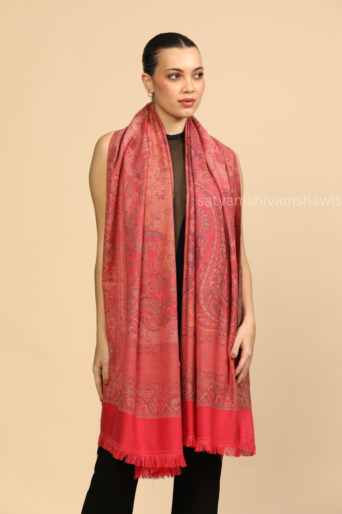 Gul-e-Rose jamawar kani women shawl