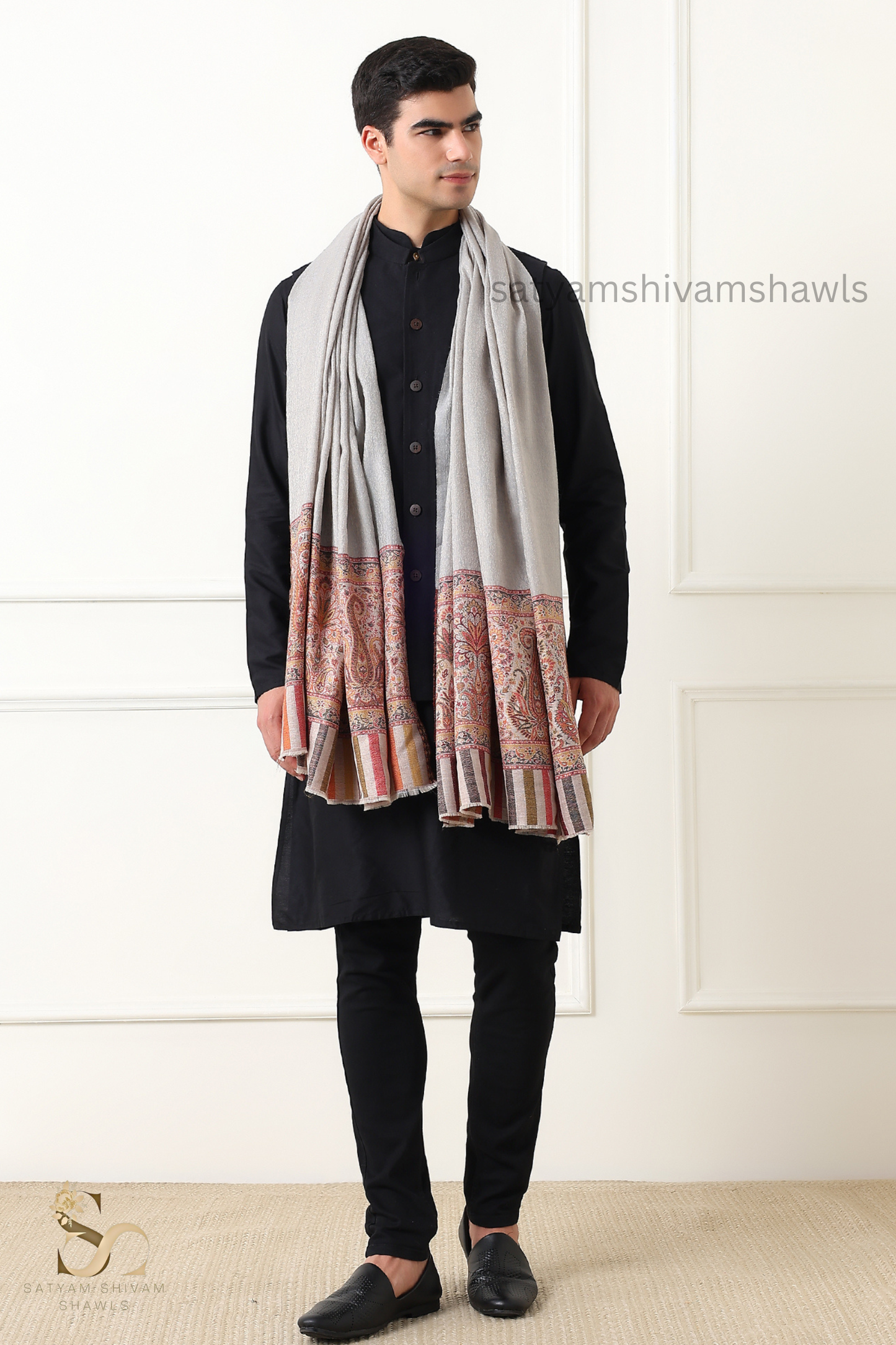 MENS EXTRA FINE WOOL SHAWL, WOVEN PALLA, AZTEC DESIGN,WARM AND LIGHT WEIGHT