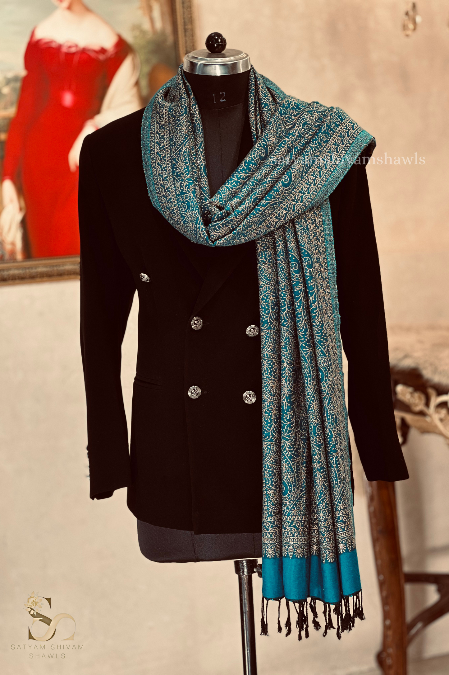 pure wool zari weaved stole,