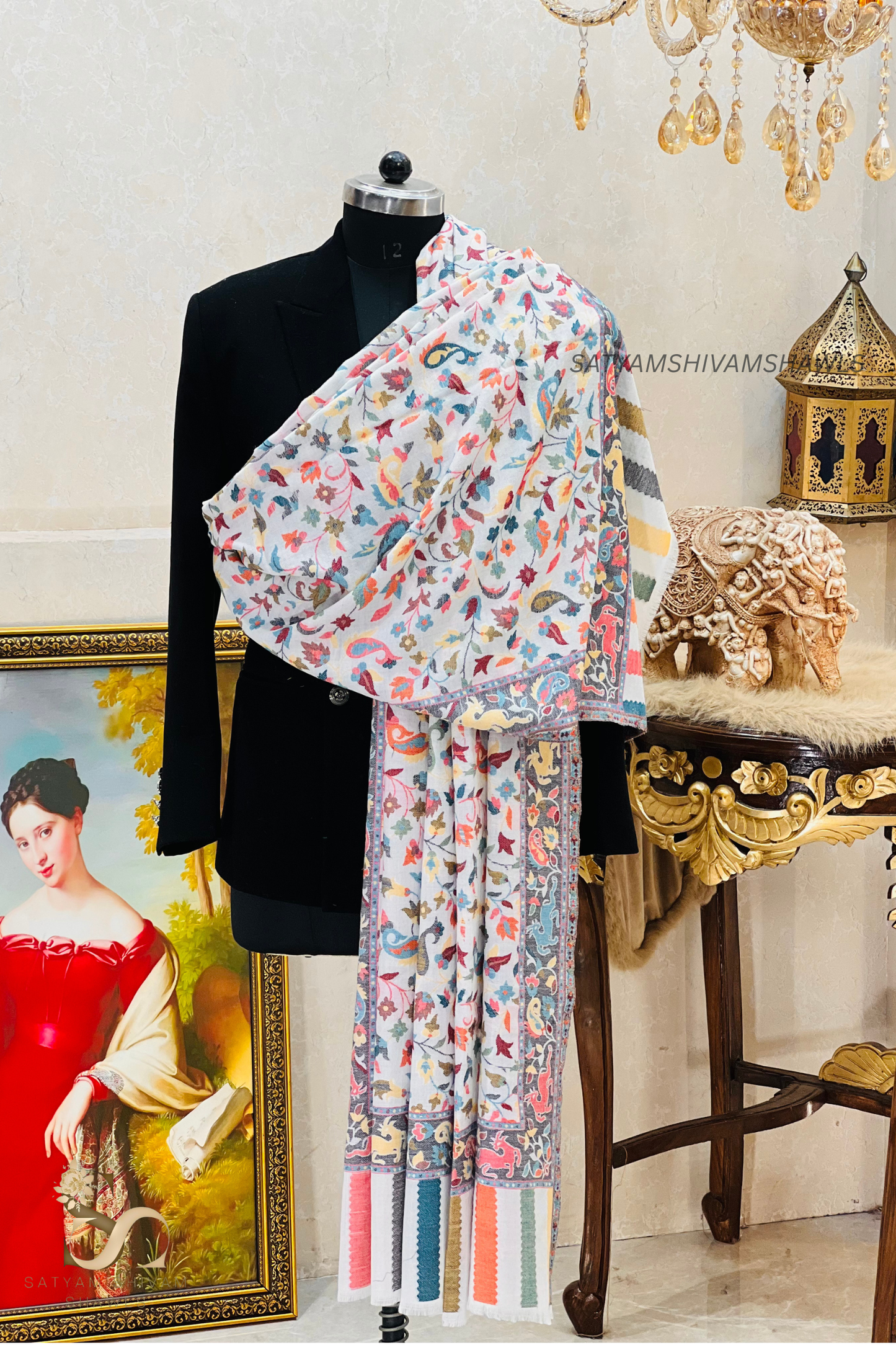 Fine wool pashmina 12 count autentic kani lohi ,big size