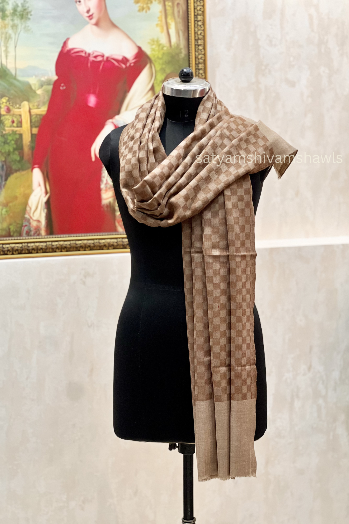 Fine wool check mens stole,light weight & soft