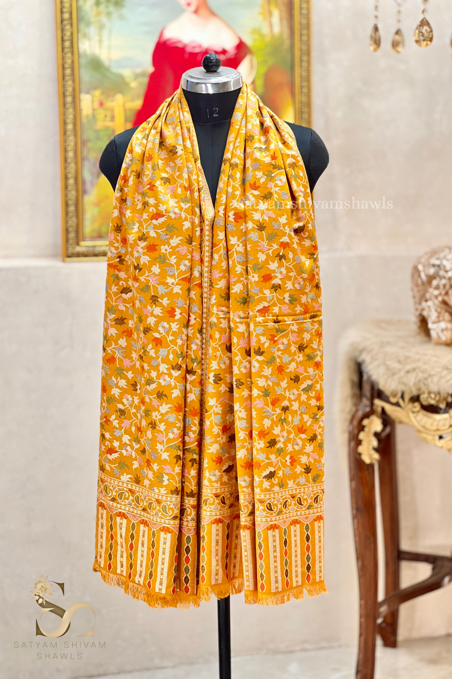 noor-e-kani multi pure wool stole