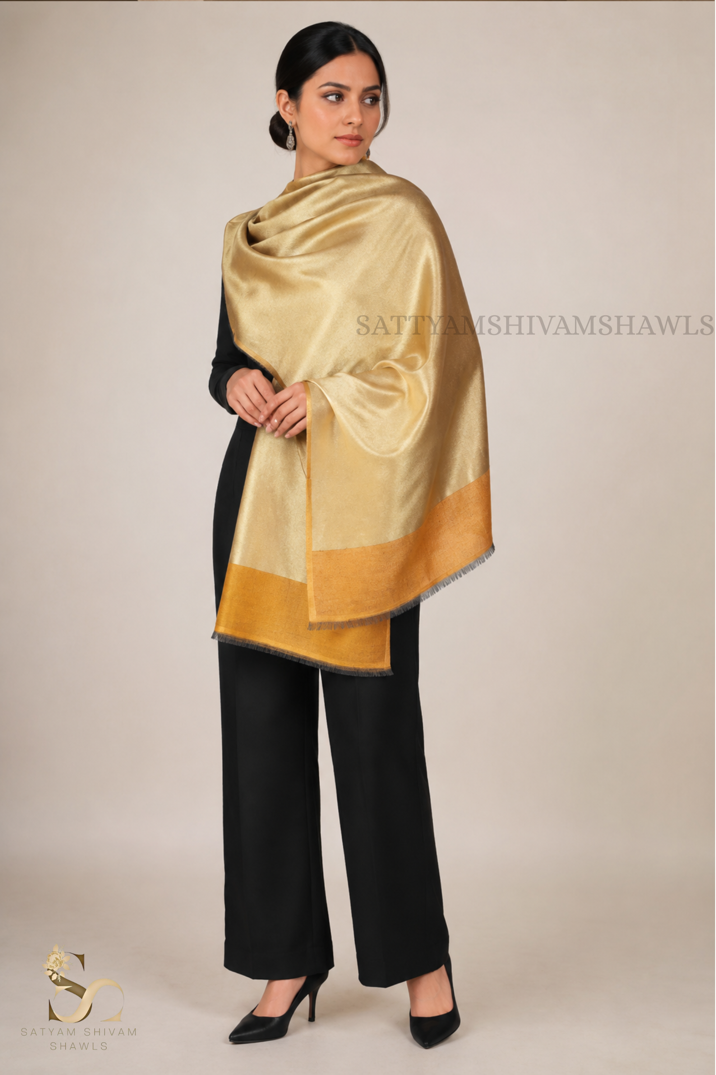 moonlight zari reversible stole, black