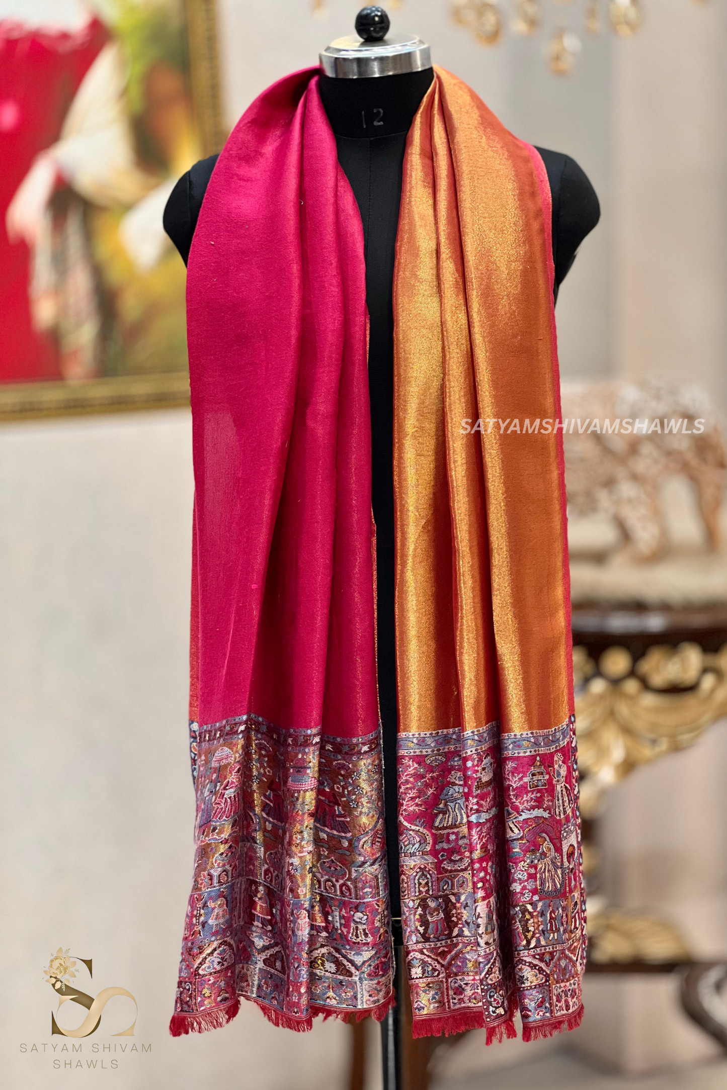 Twilight moonlight reversible kani palla stole, soft & warm,