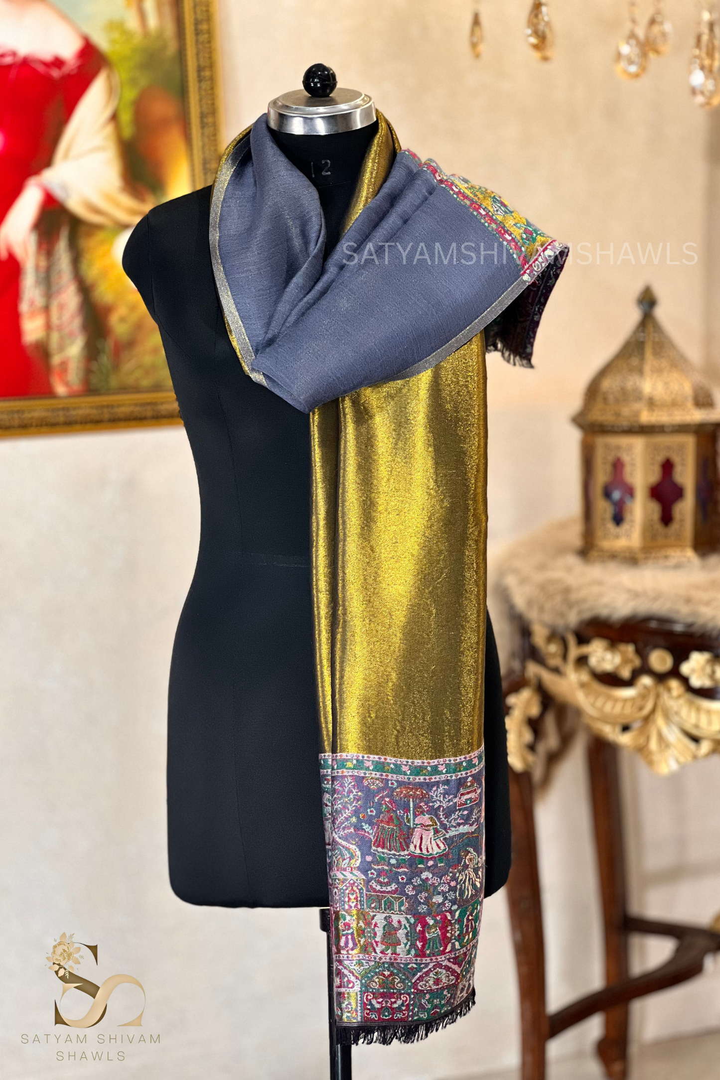 Twilight moonlight reversible kani palla stole, soft & warm,