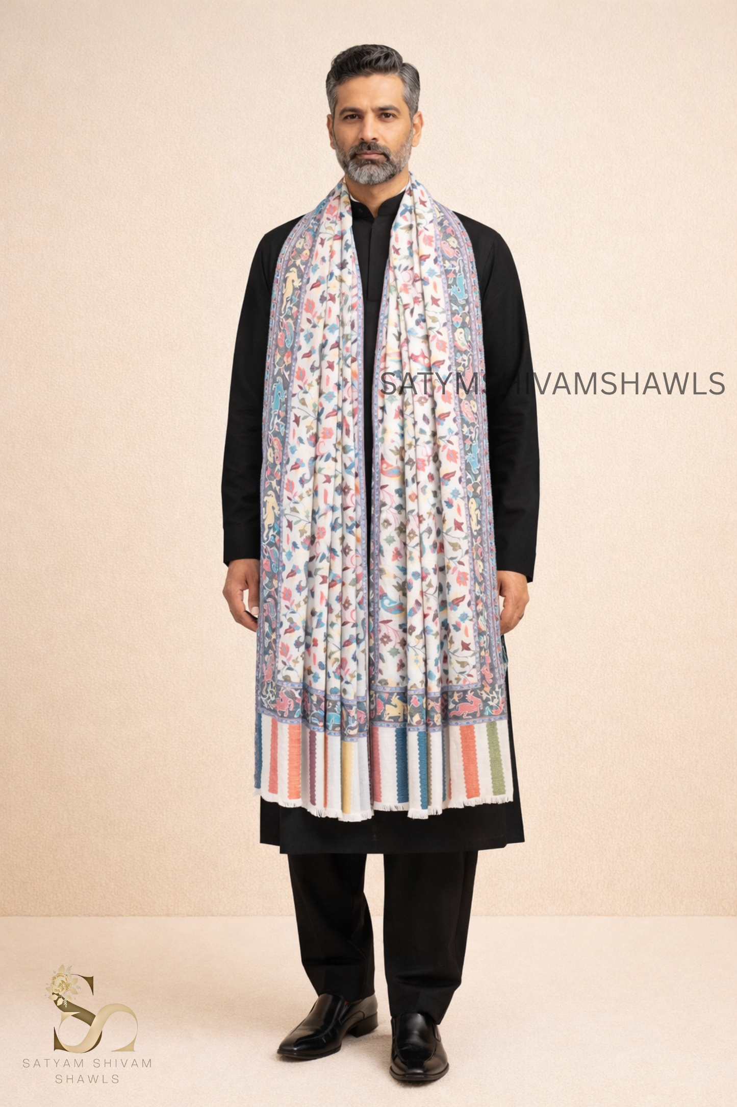 Fine wool pashmina 12 count autentic kani lohi ,big size