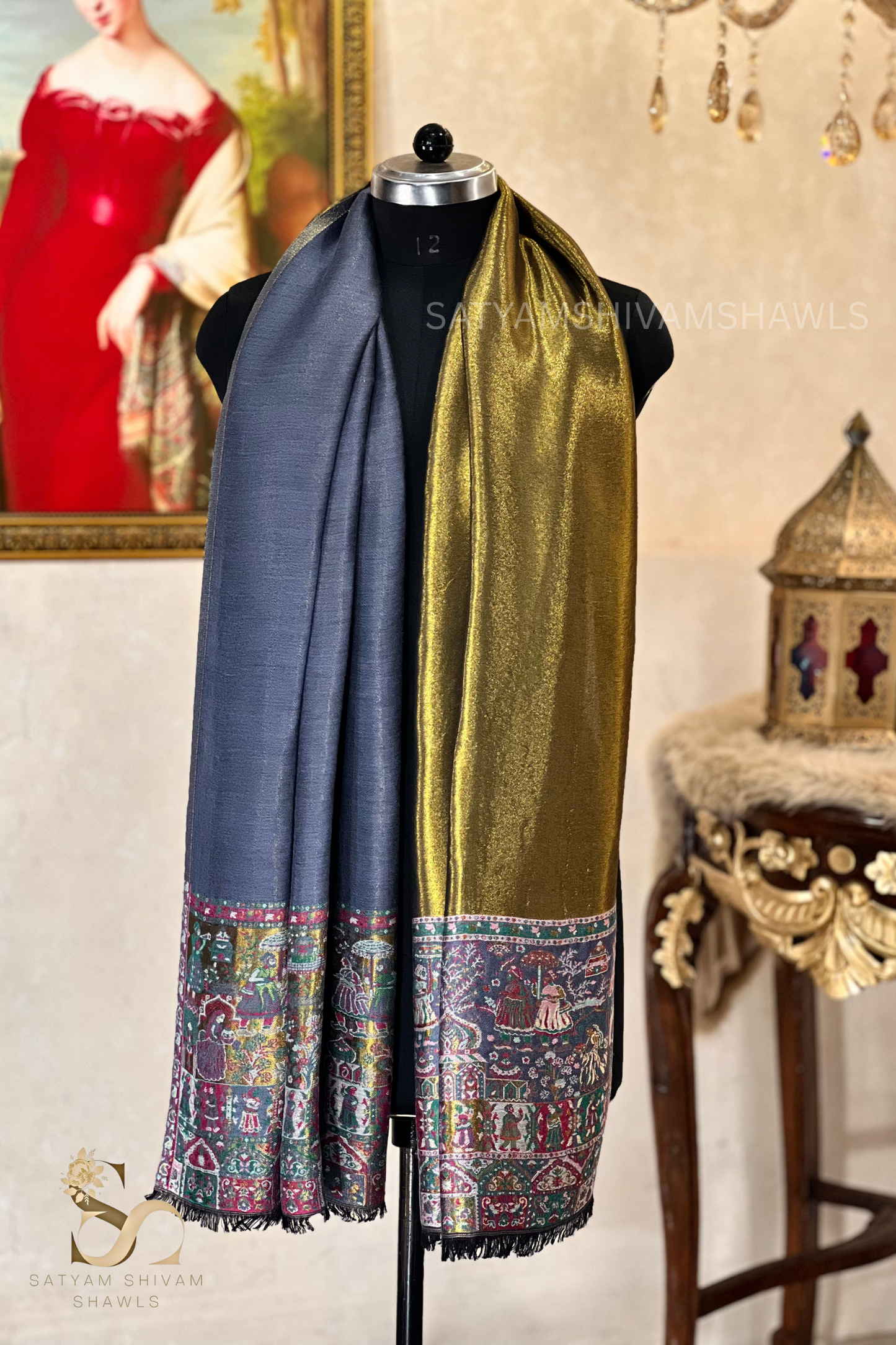 Twilight moonlight reversible kani palla stole, soft & warm,