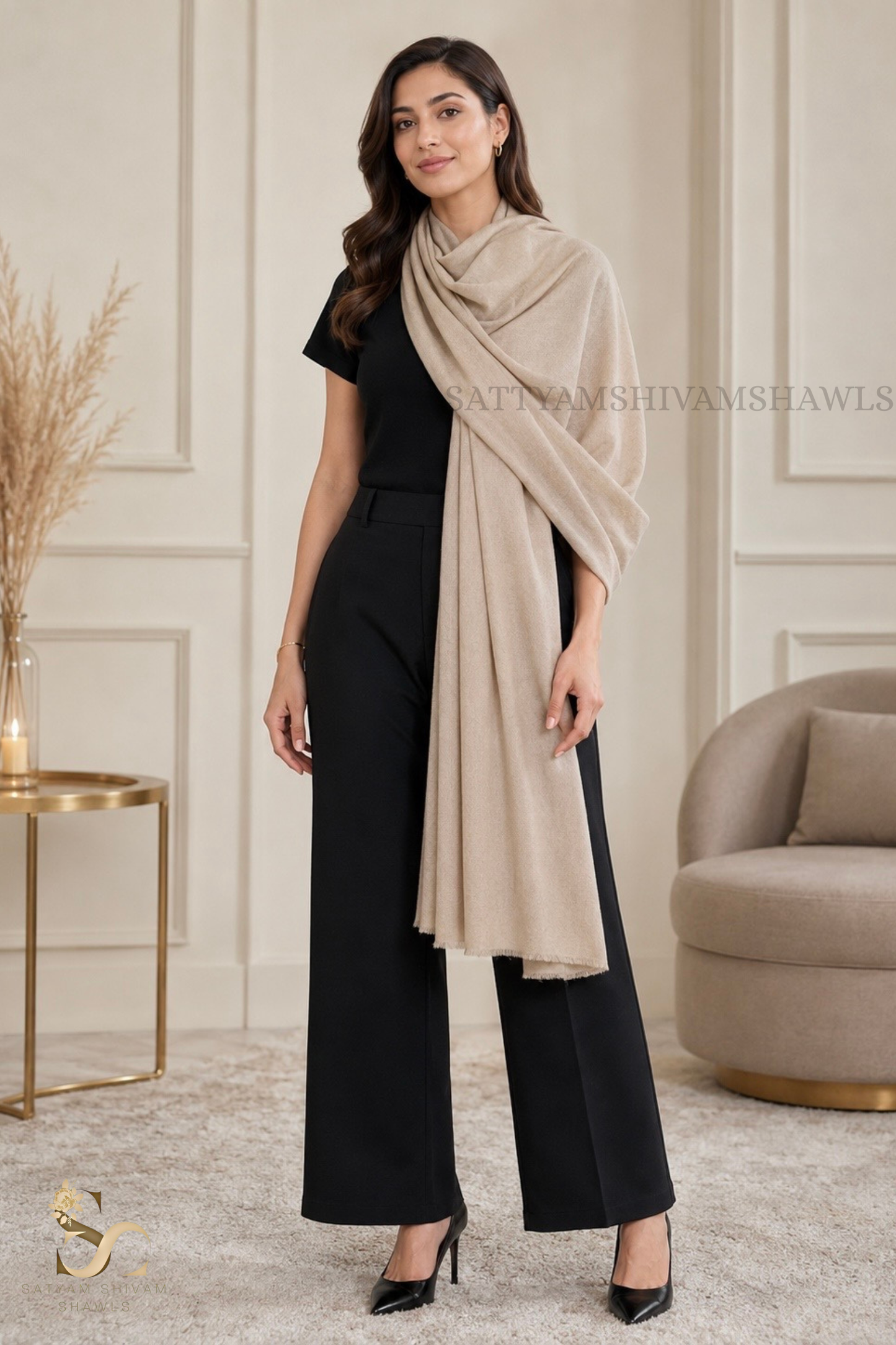 WOMENS PURE WOOL SHAWL ,SOLID PLAIN DESIGN,,LIGHT