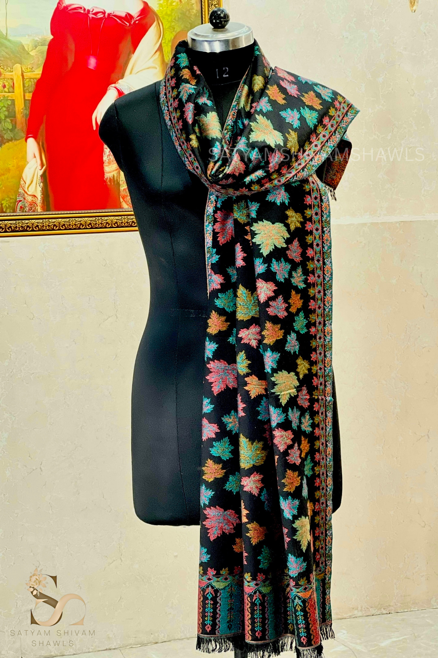 pure wool multi chinar kani design stole
