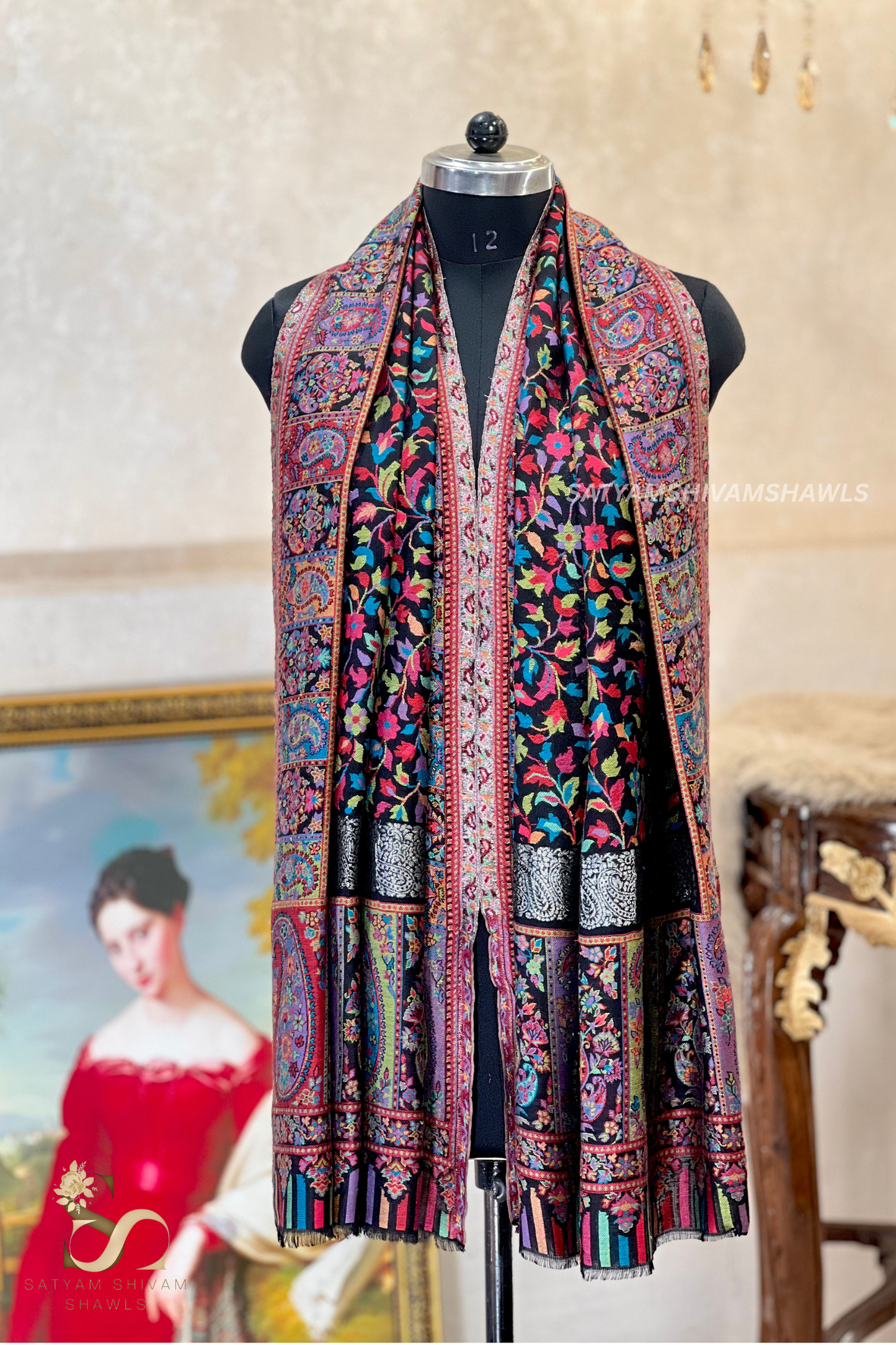 noor-e-kani multi pure wool stole