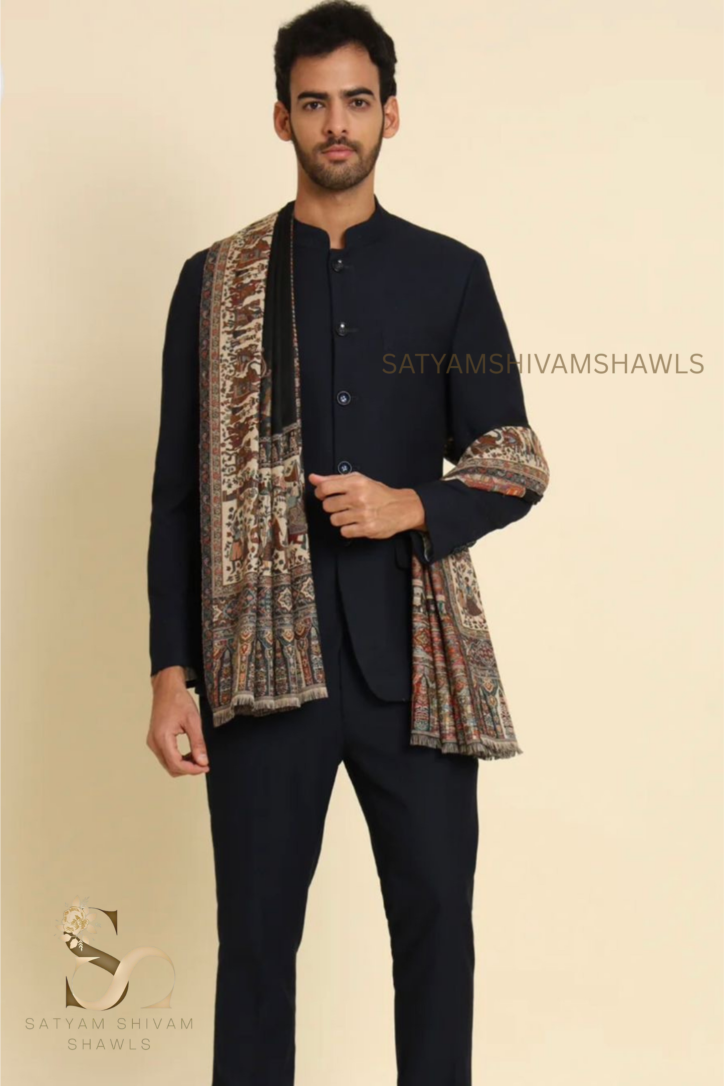 ELEPHANT BORDER DHOLI PALLA STOLE ,